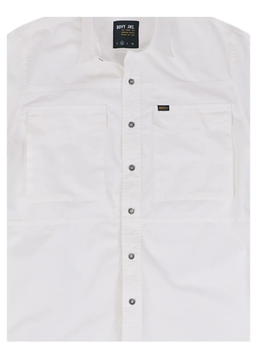 BOVY MEN'S OXFORD SHIRT SLEEVED WHITE COTTON TWILL
