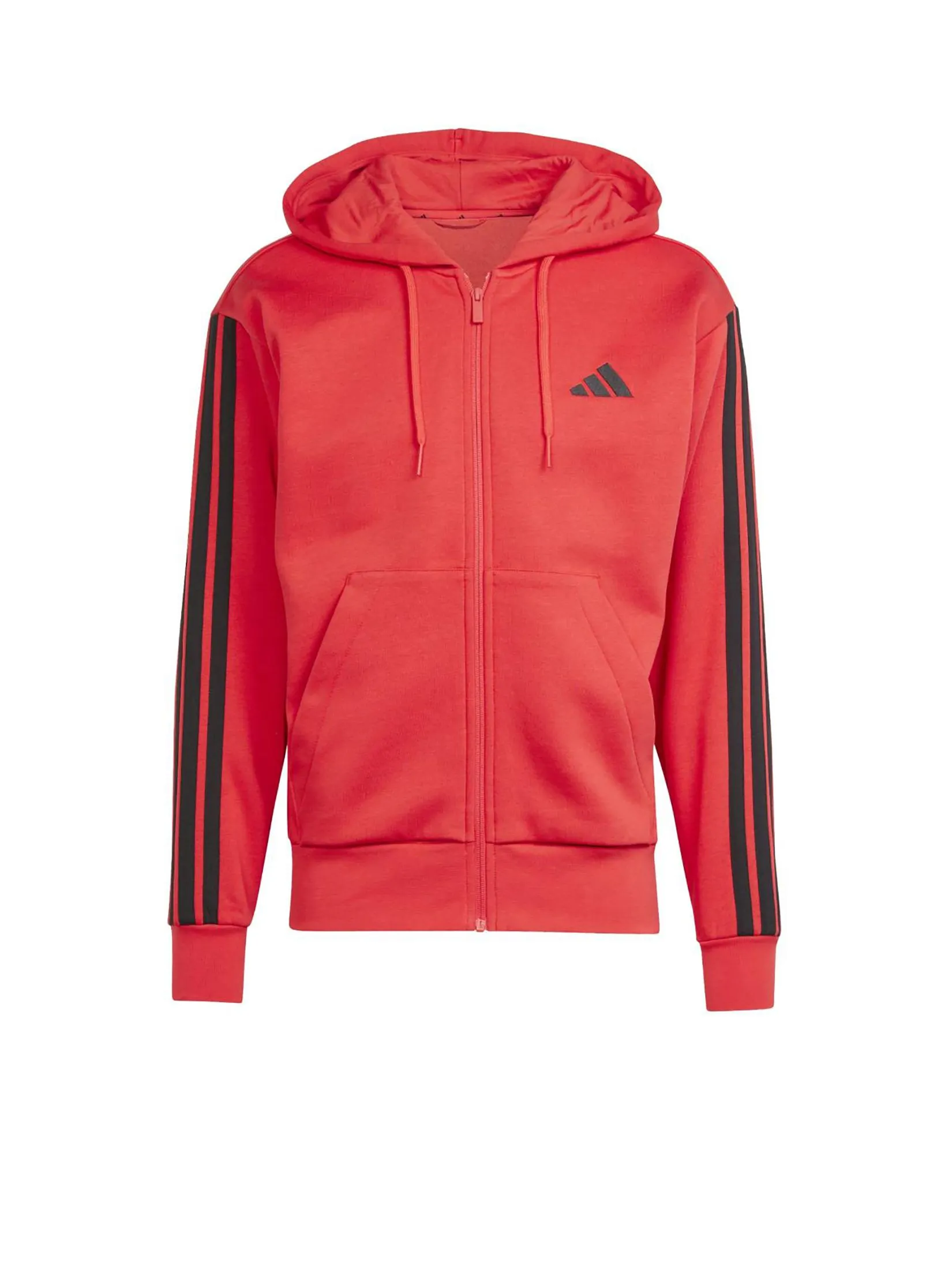 ADIDAS Men Hoodie Essentials 3-Stripes Fleece Pure Ruby / Black