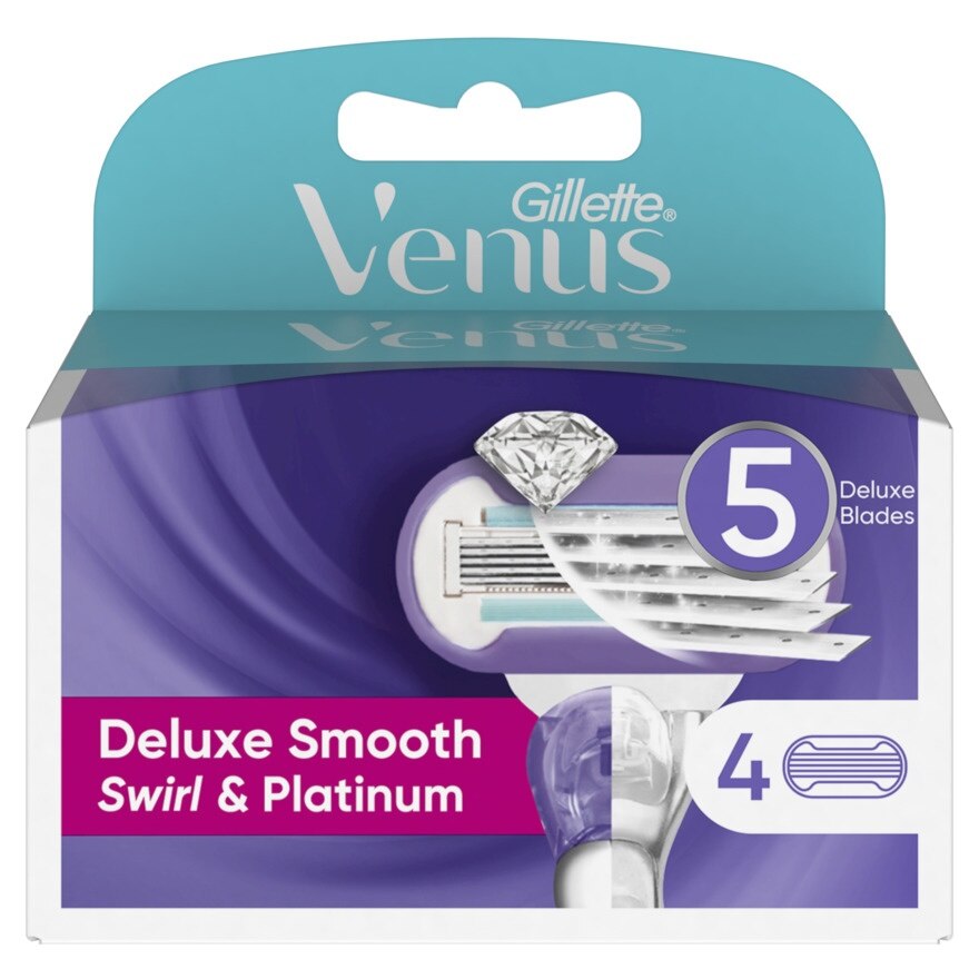 Gillette Venus Deluxe Smooth Swirl  Platinum Blades 4'S ใบมีดโกน กำจัดขน