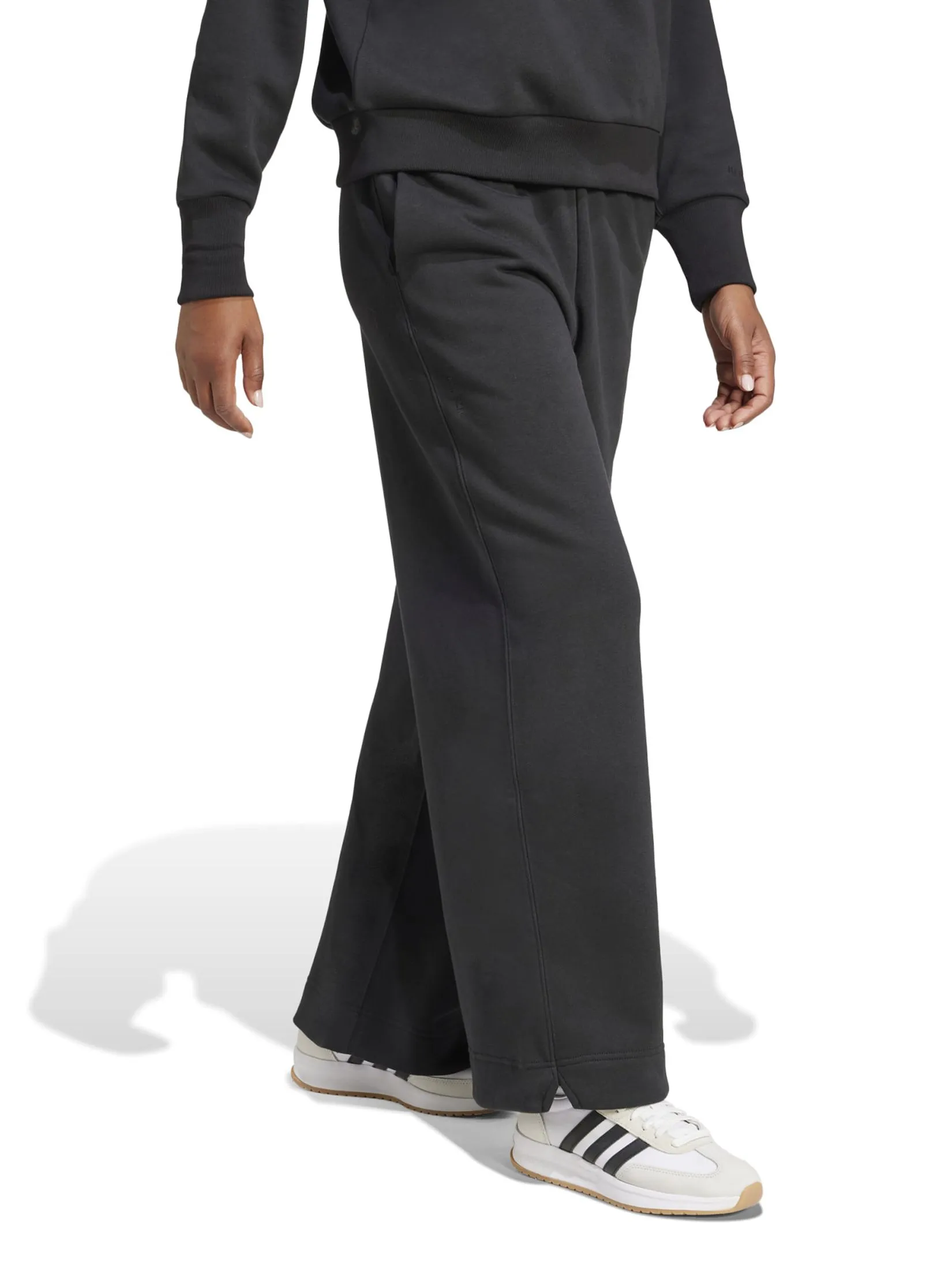 ADIDAS Women Wide-Leg Pants All SZN Fleece Loose Black