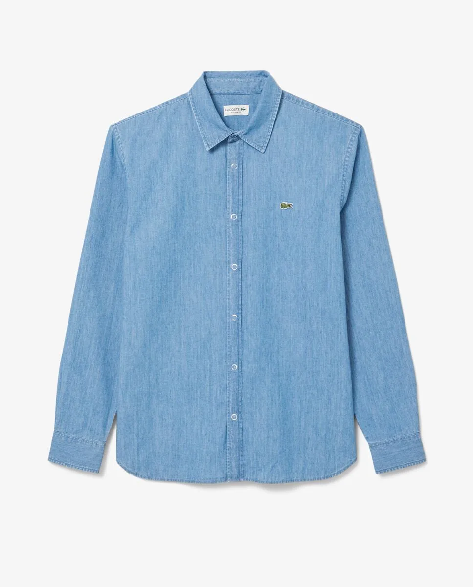 LACOSTE Regular Fit Lightweight Denim Shirt Blue