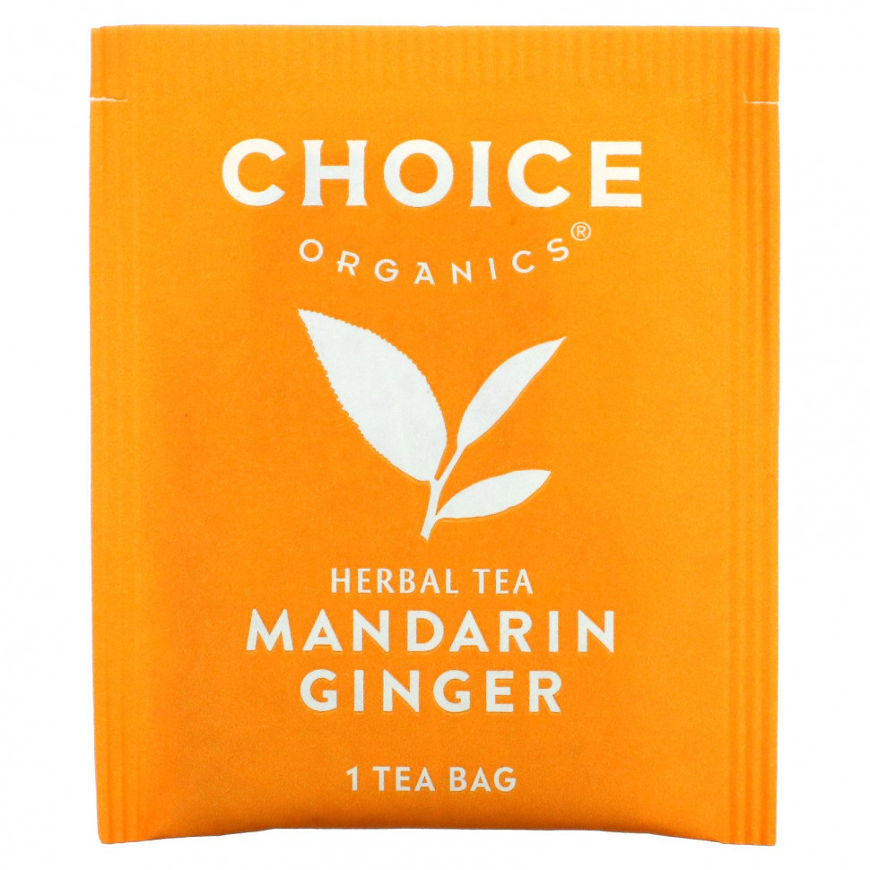 Choice Organic Teas, Herbal Tea, мандарин и имбирь, без кофеина, 16 чайных пакетиков, 29 г (1,02 унции)
