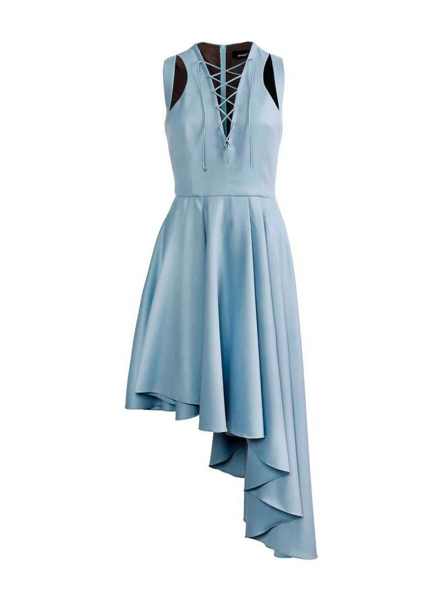 SENADA WOMEN EYELET LIGHT BLUE ASYMMETRIC DRESS