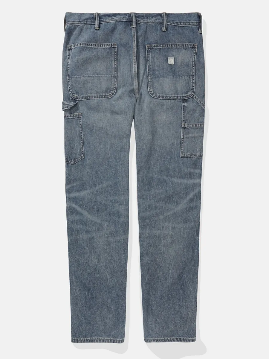 AMERICAN EAGLE MEN MEDIUM CLEAN ATHLETIC LOOSE CARPENTER JEAN 272 RUSTIC BLUE
