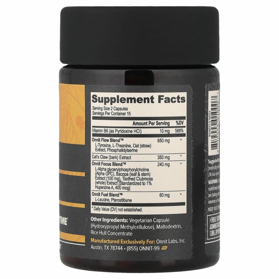 Onnit, Alpha Brain, память и концентрация, 30 капсул