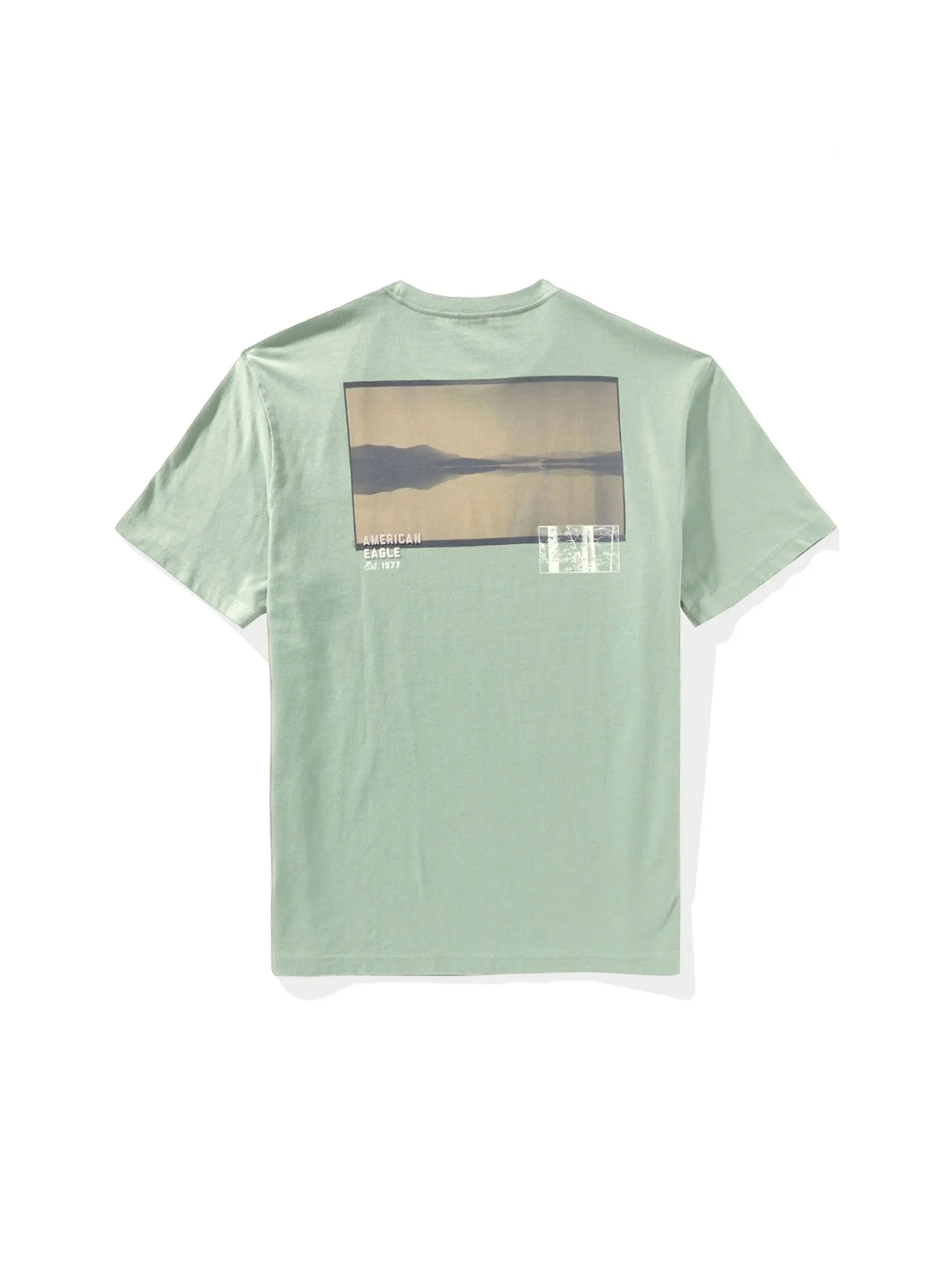 AMERICAN EAGLE MEN G SS BTS3 ELEV SET IN TEE- PC DYE + SERIOUSLY SOFT WASH 309 OLIVE