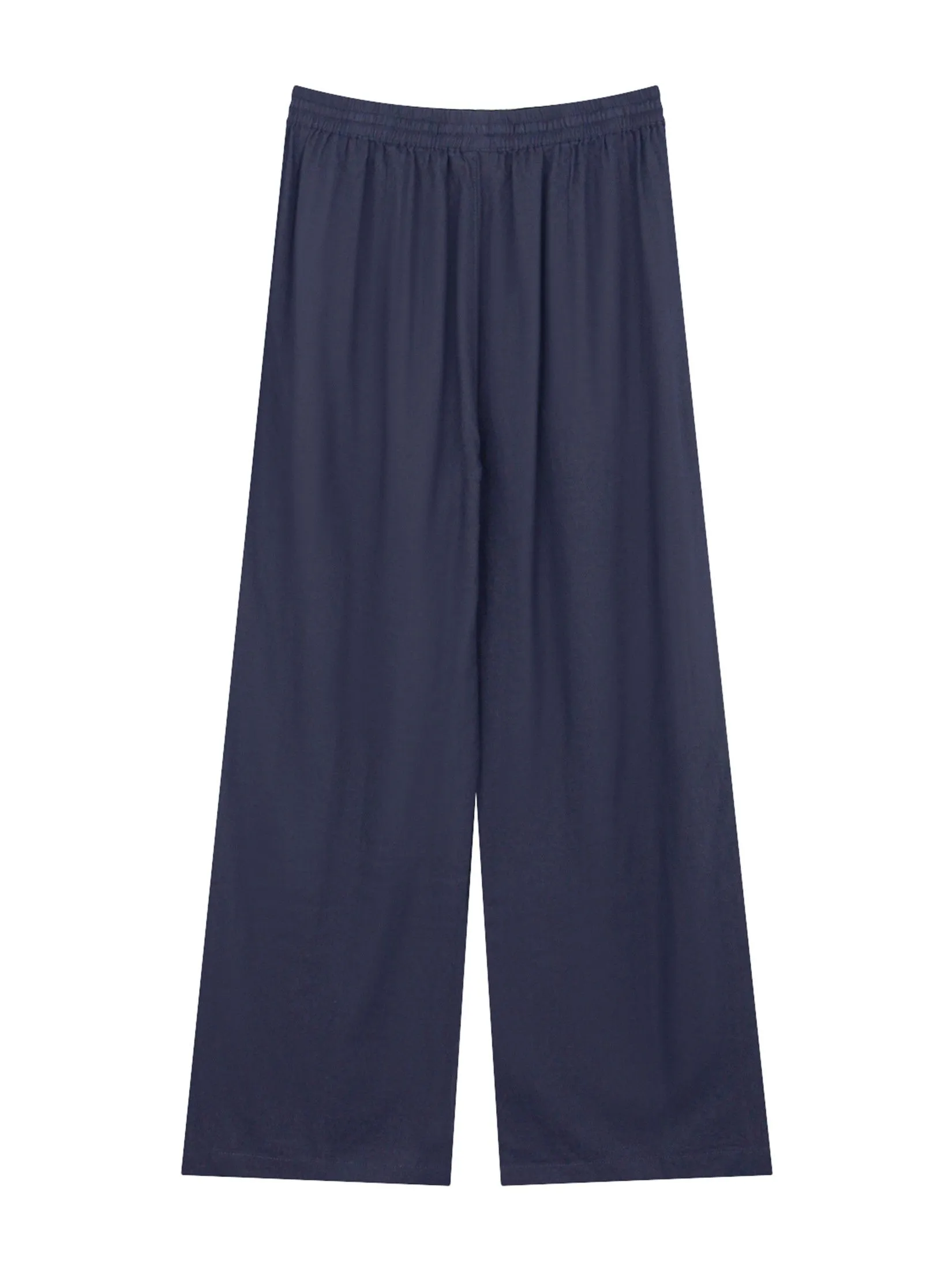 GIORDANO Women's Wide Leg Linen Viscose Pants Cyberspace navy
