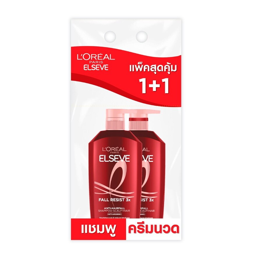 L'Oreal Paris Elseve Fall Resist3XAntiHairFall ScalpHair Shampoo400+Conditioner375Ml. - Brown