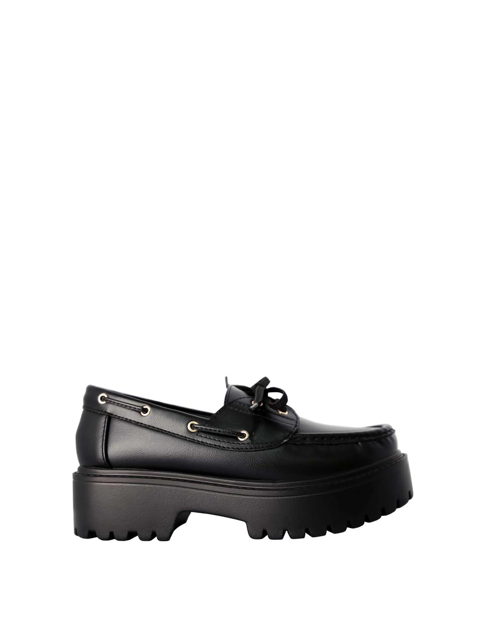 VILLAINS SF ZEAL Women's Platform Loafer Heels BLACK