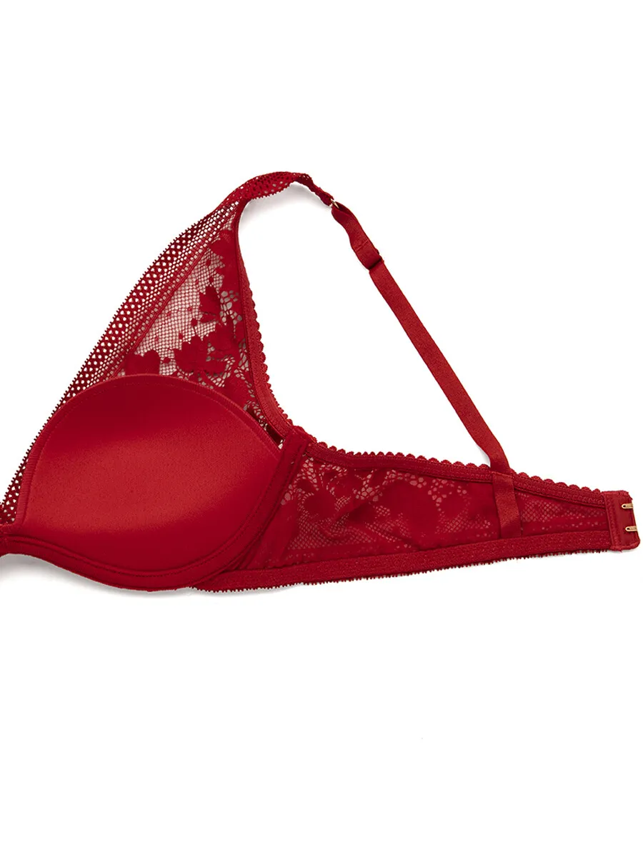 SABINA Bra Wireless Woman Basic Lace A/W 24 - Dark Red