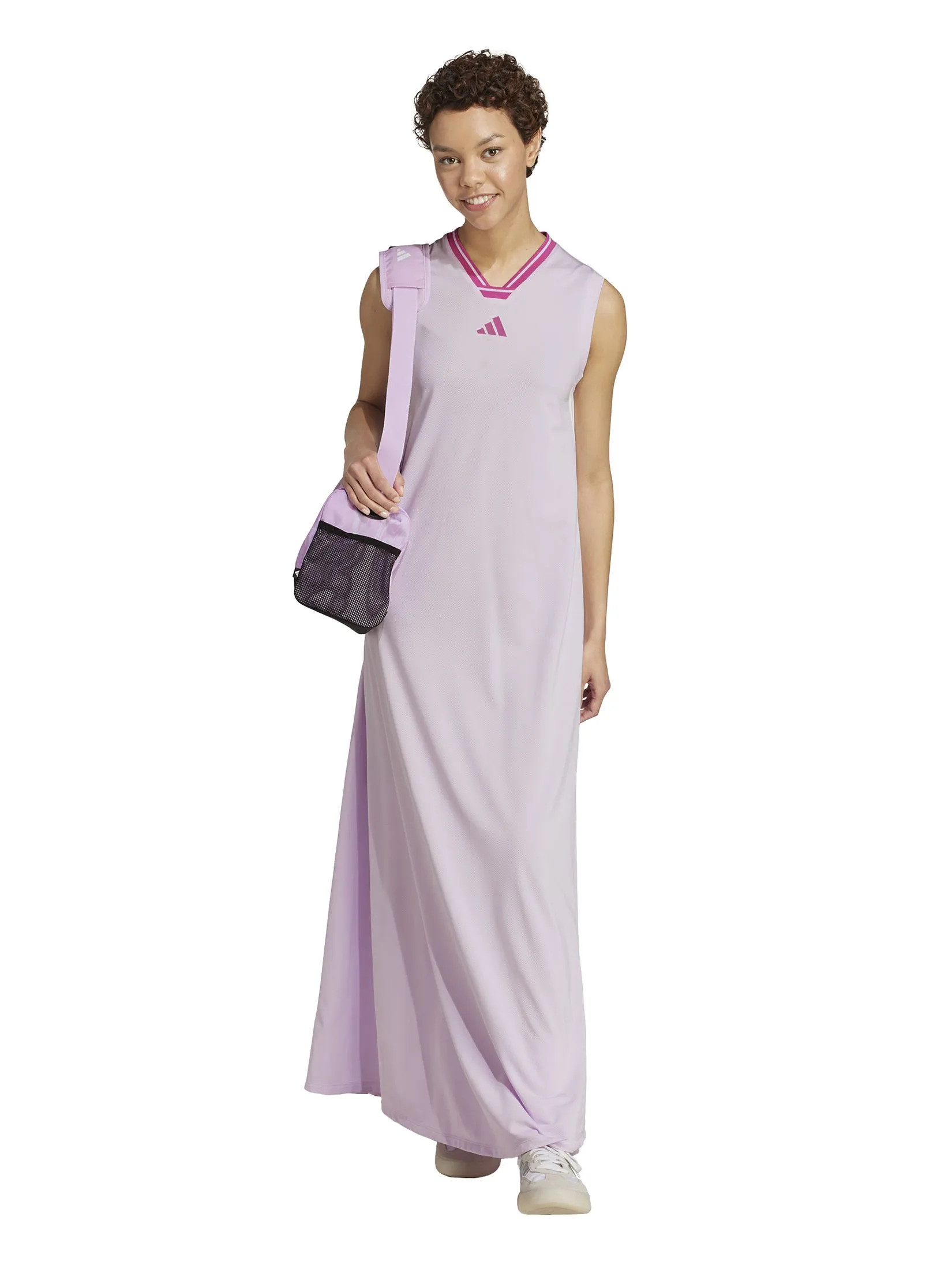 ADIDAS Women Long Dress Tiro Cut 3-Stripes Soft Mesh JP3067 Purple / Ice Lavender