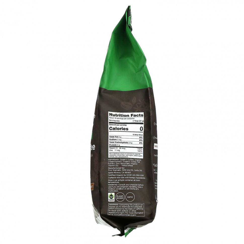 Four Sigmatic, Молотый кофе для поддержки иммунитета с витамином D и грибами чага, средней обжарки, 340 г (12 унций)