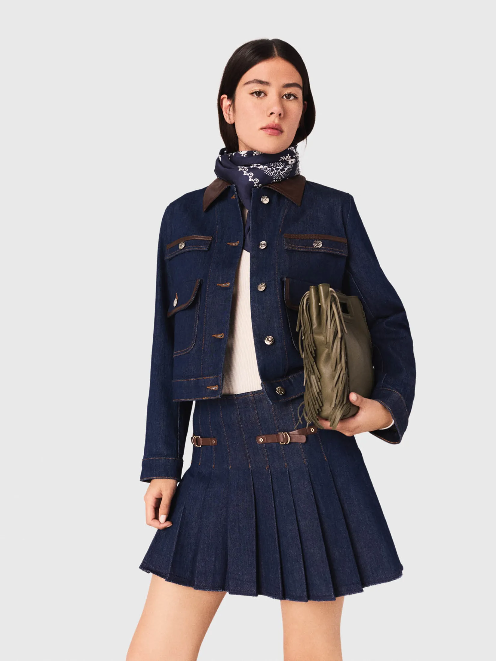 MAJE Women Short Denim Skirt With Lining