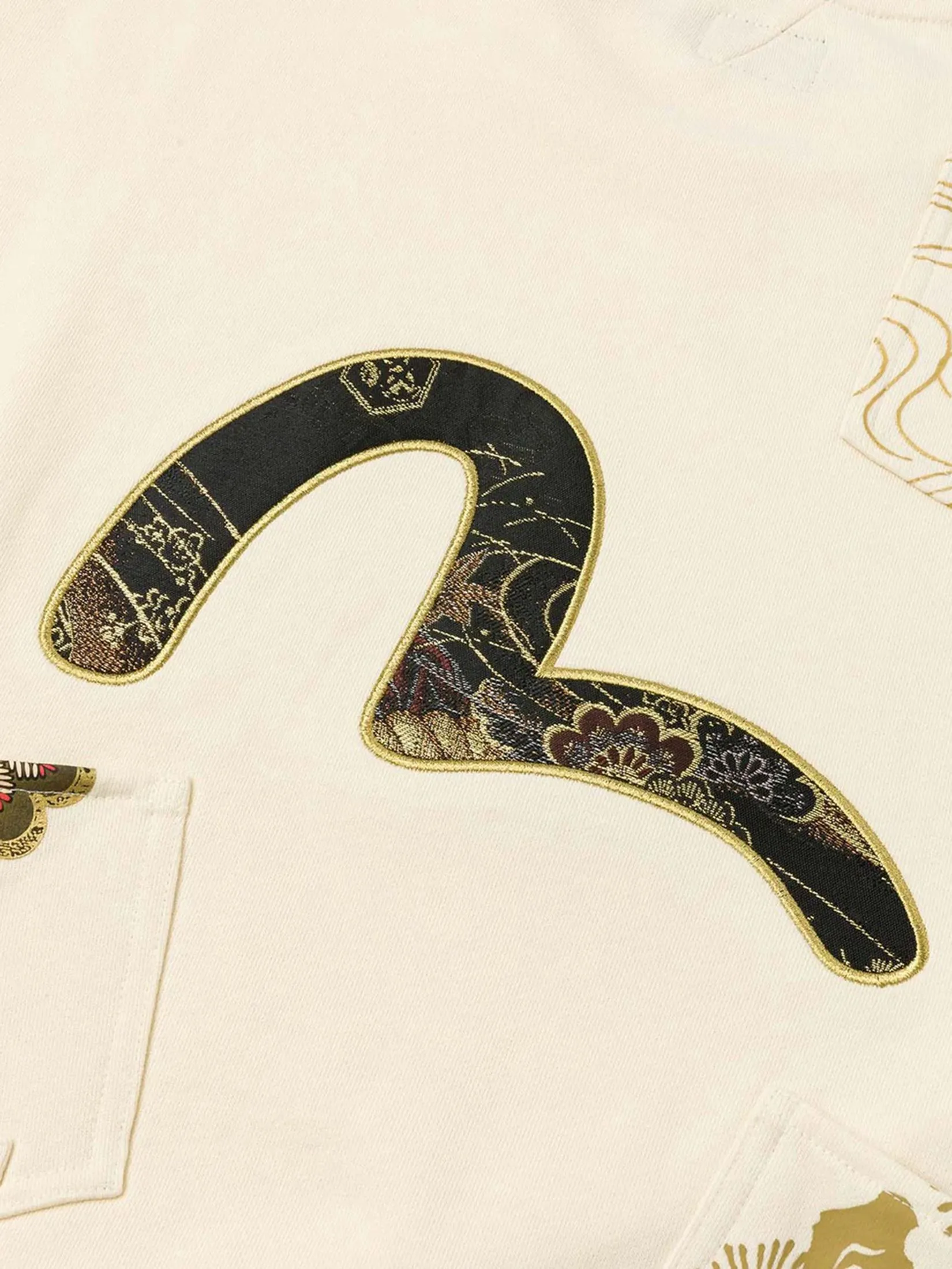 EVISU Men Sweatshirt Seagull Brocade Appliqué Relax Fit