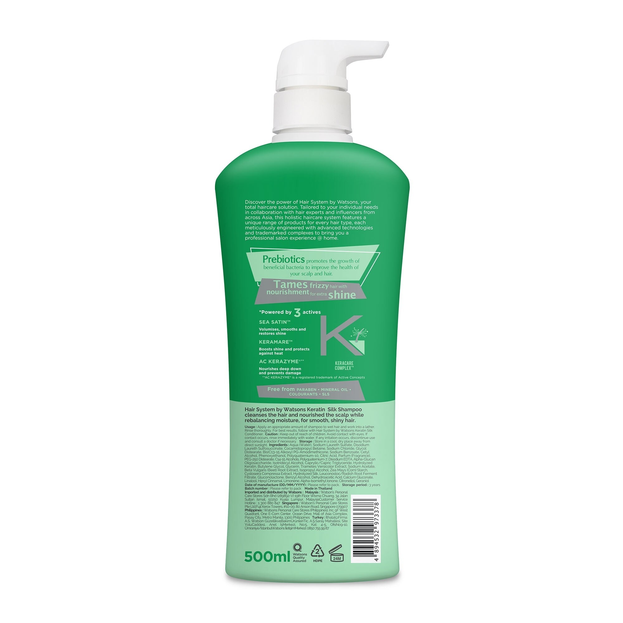 Hair System By Watsons Keratin Silk Shampoo 500ml.