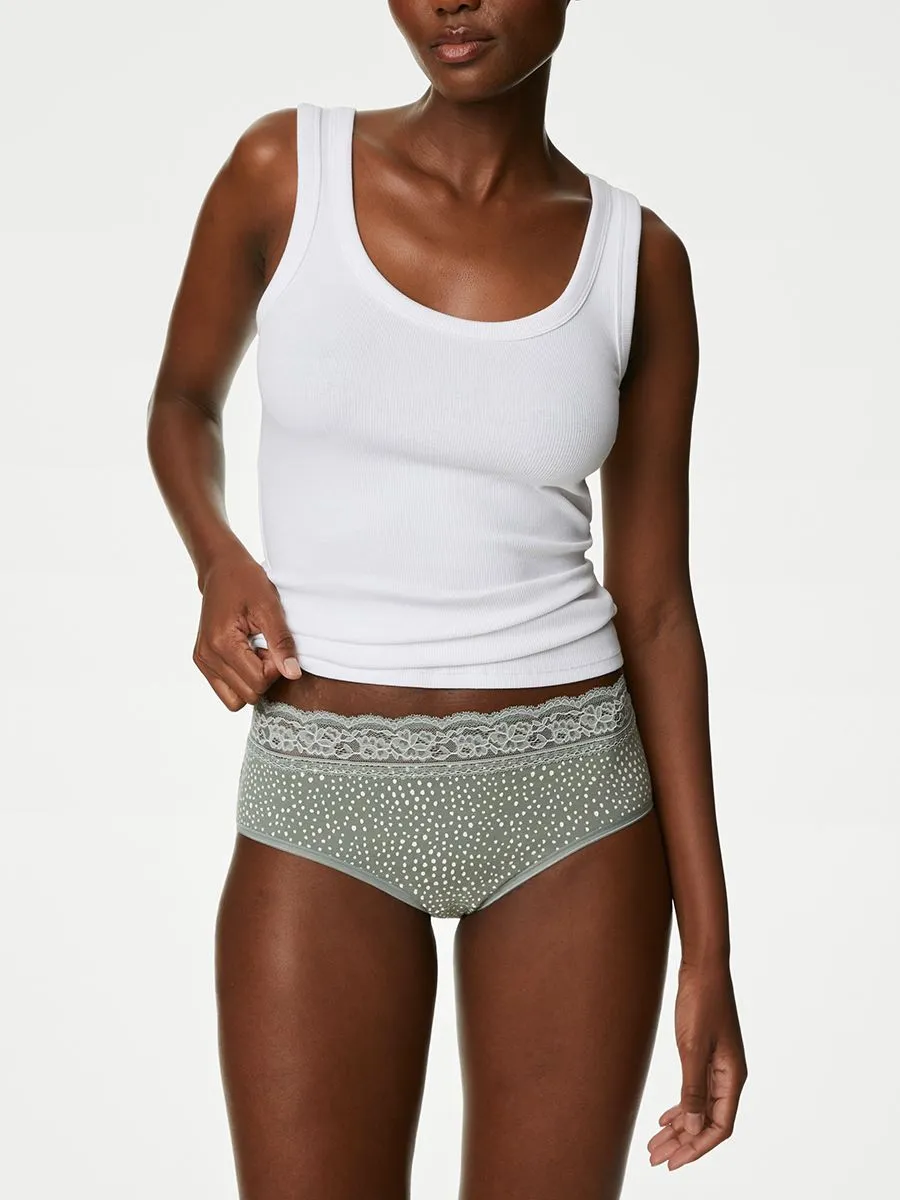 MARKS & SPENCER Women High Rise Shorts Cotton Rich Printed 5pk Hot Pink