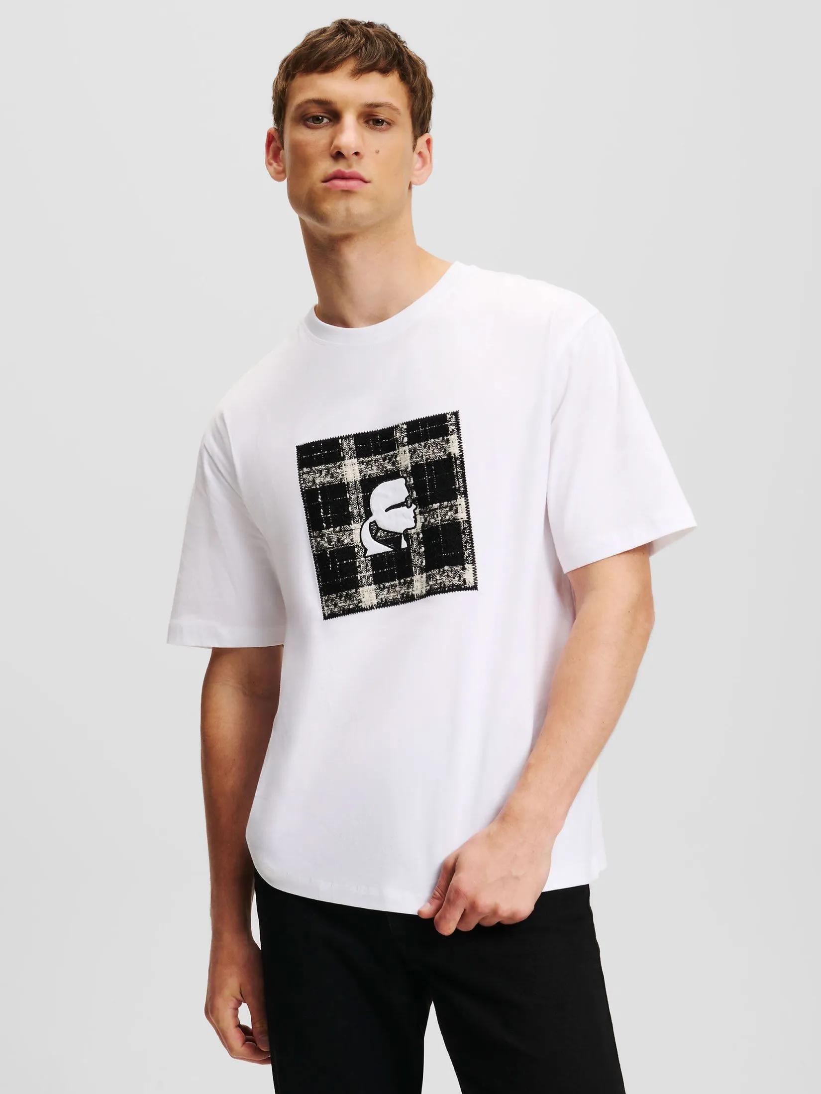 KARL LAGERFELD SEASONAL BOUCLE T-SHIRT WHITE