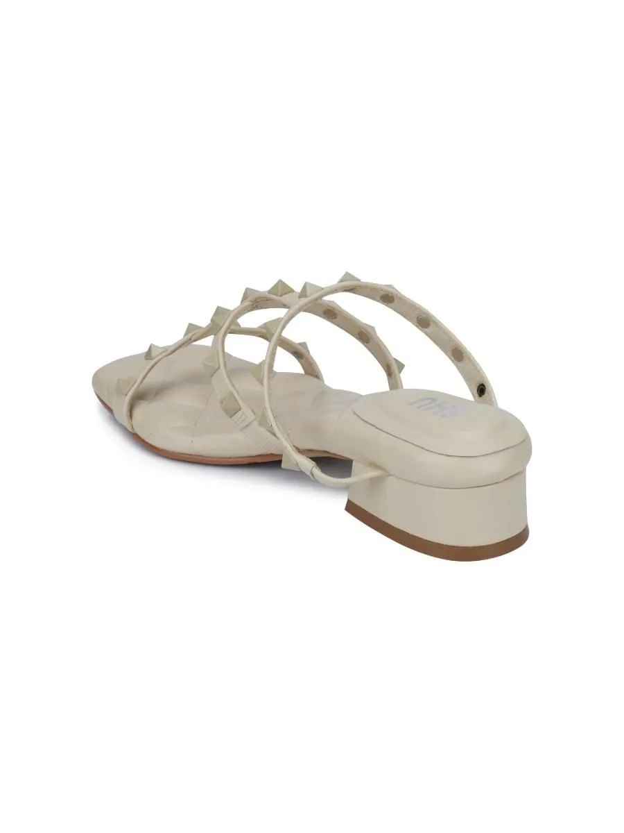 SHU WOMEN  PALETTE SOFT 1" ROCKSTUDS SLIDES SANDALS - TOTAL NUDE