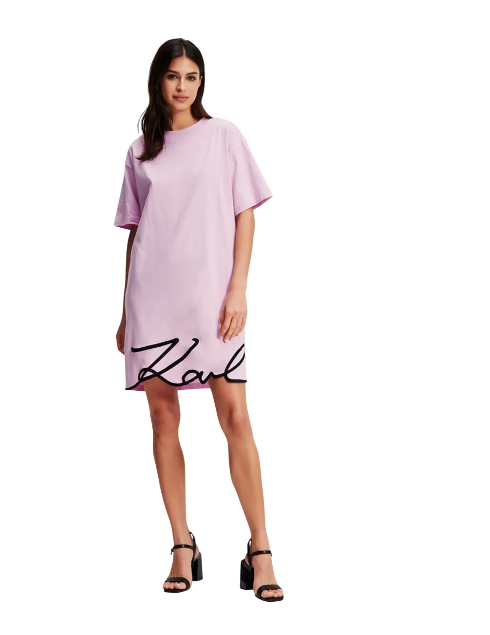 KARL LAGERFELD KARL SIGNATURE HEM WOMEN DRESS ORCHID BOUQUET