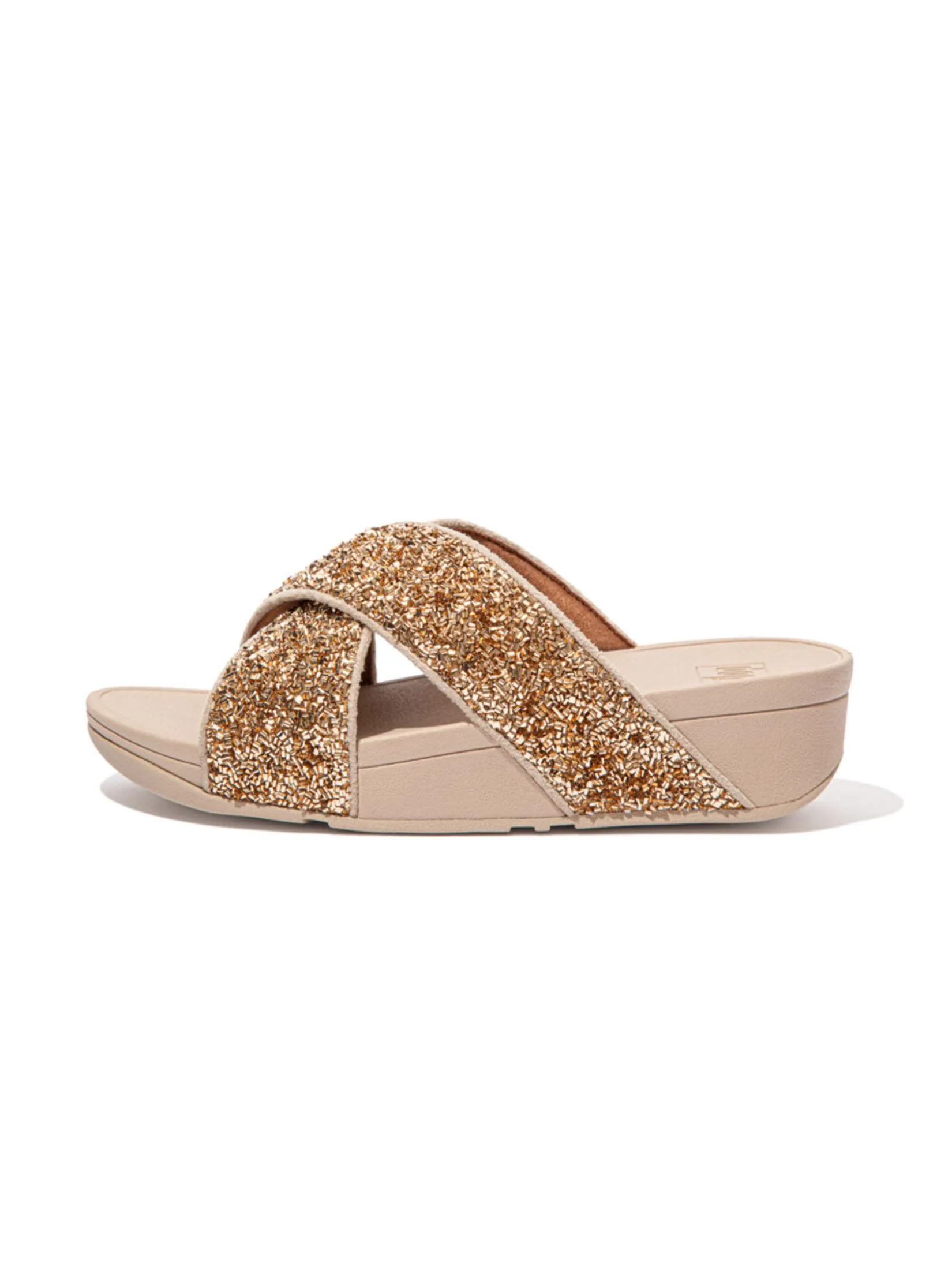 FitFlop™ WOMEN'S LULU SHIMMERFOIL SLIDE GOLD