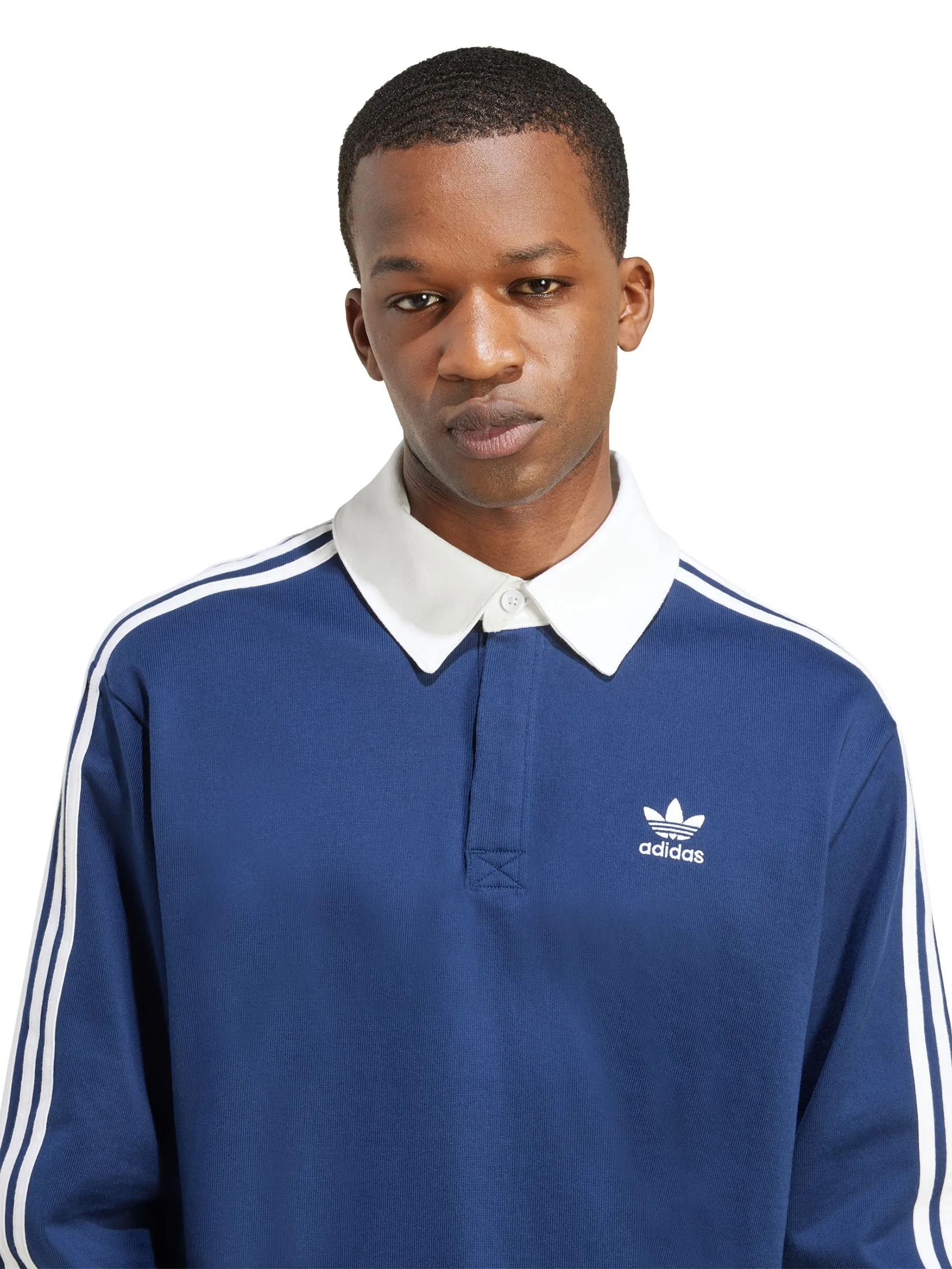 ADIDAS Men Polo Shirt Adicolor Rugby JY1400 Blue / Night Indigo / White