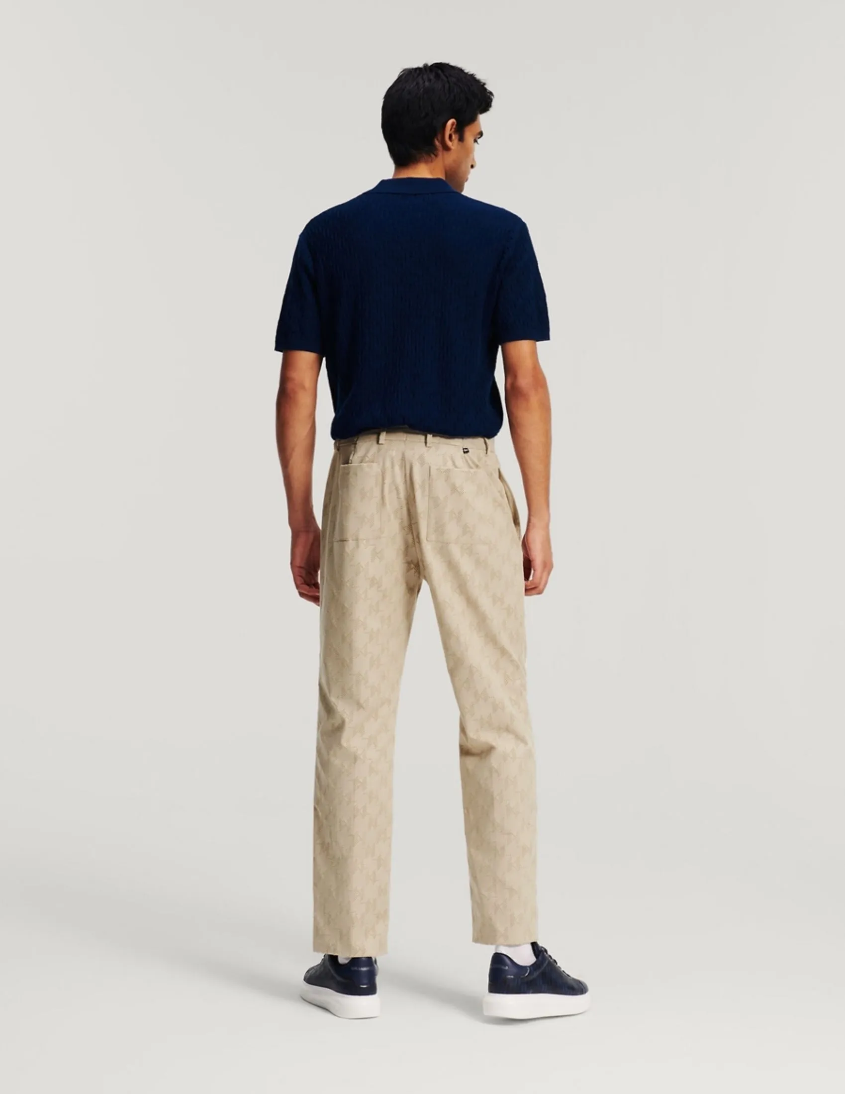 KARL LAGERFELD RTW-1 HUN'S PICK KL PERFORATED MEN PANTS HUMMUS