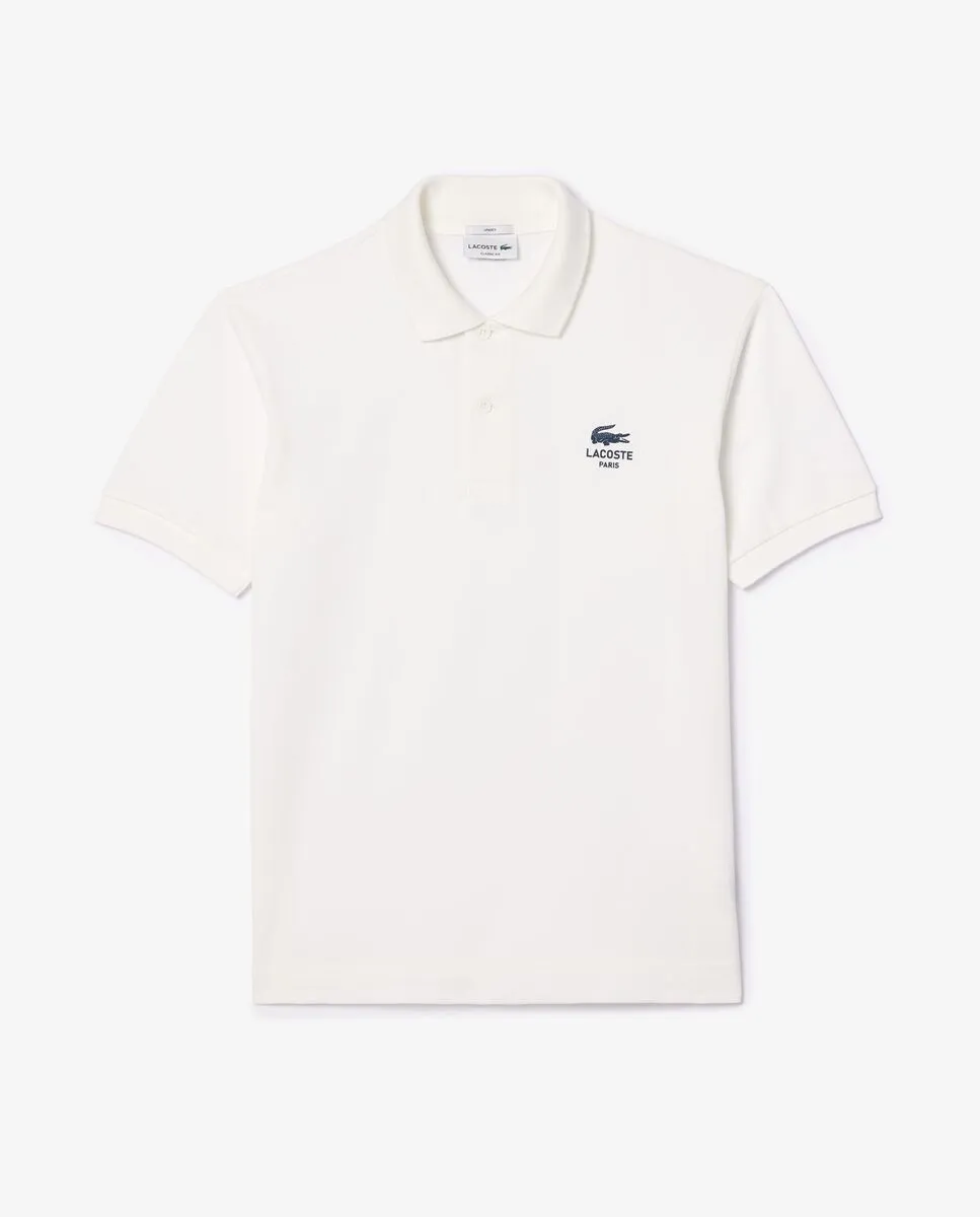 LACOSTE Classic Fit Signature Print L.12.12 Polo Shirt White