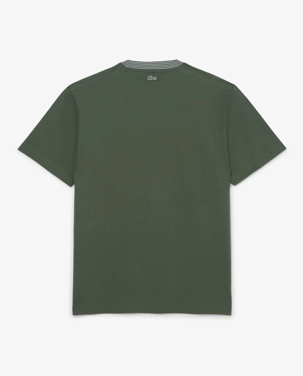 LACOSTE Embroidered Cotton Jersey T-Shirt Grey