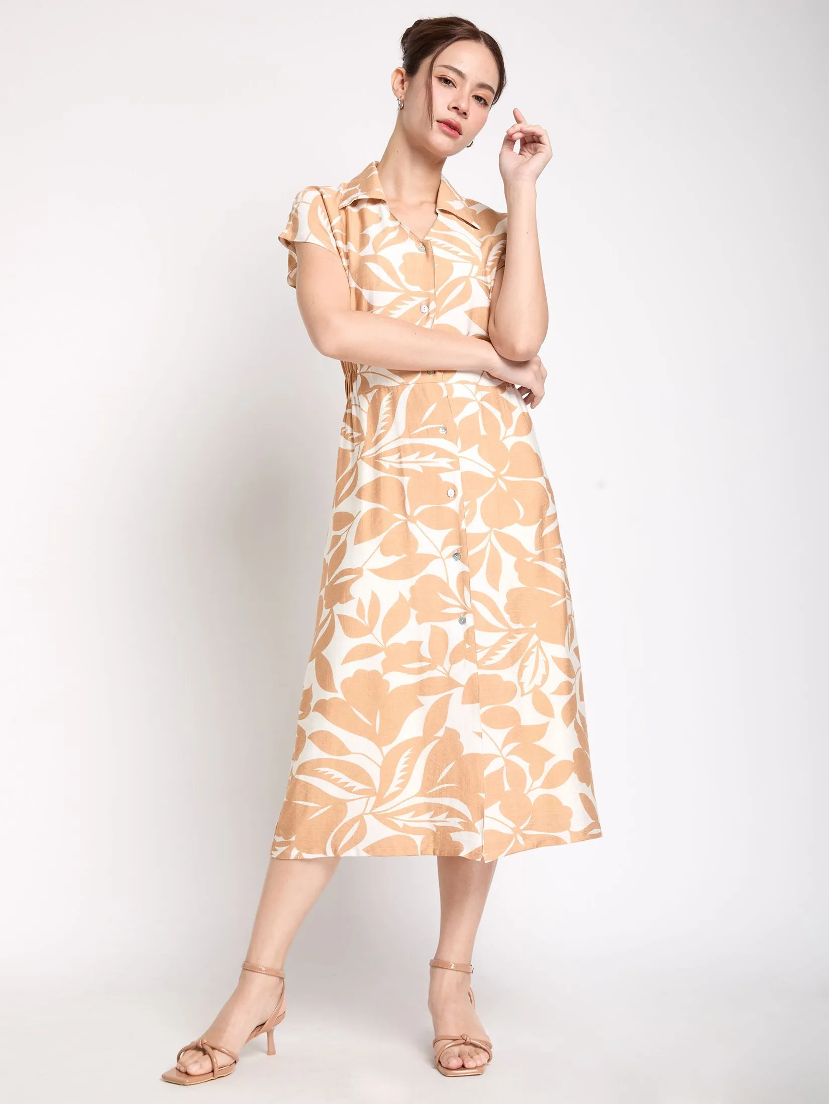 FOF Women Dress Button-Front Flare