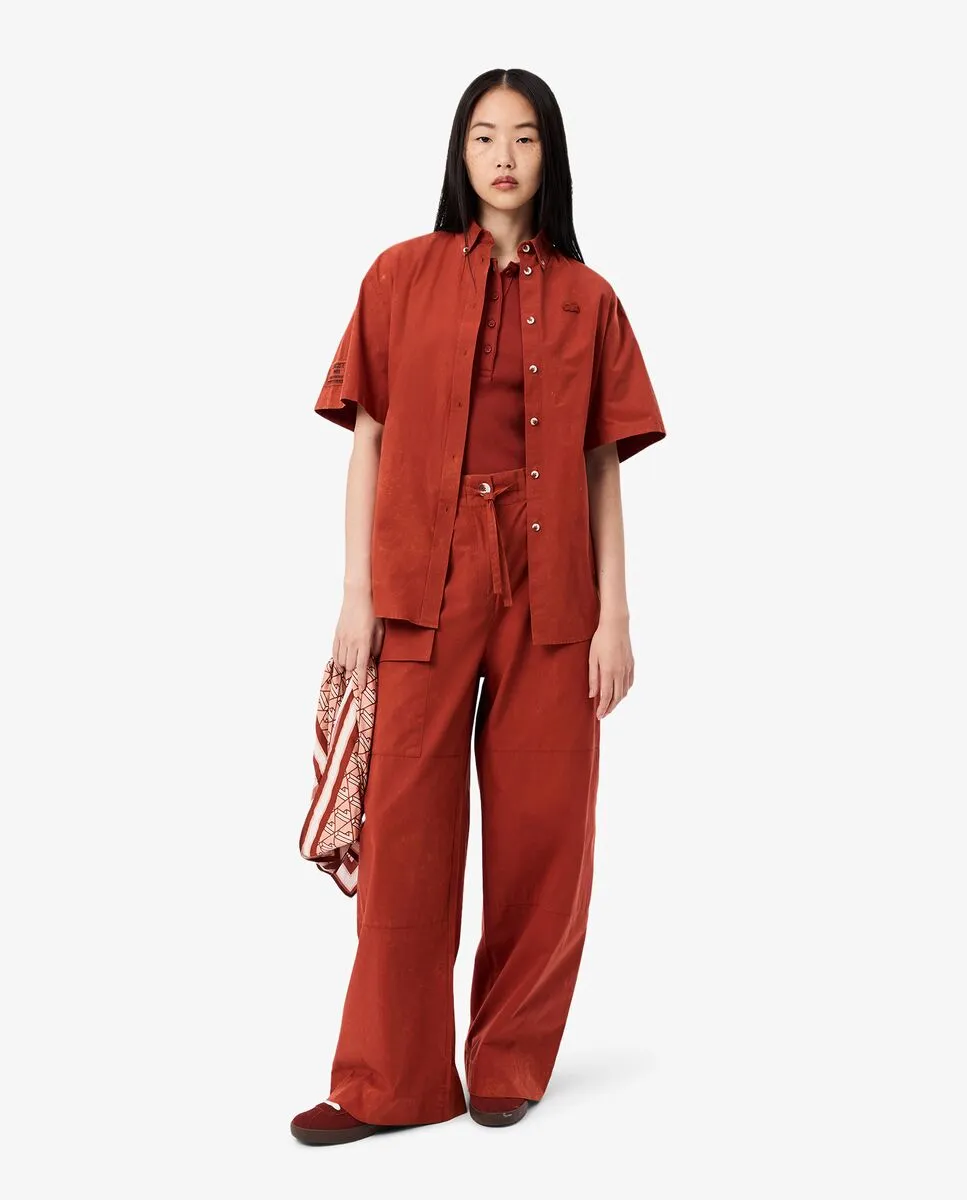 LACOSTE Slim Fit L.12.D Ribbed Cotton Polo Shirt Brown