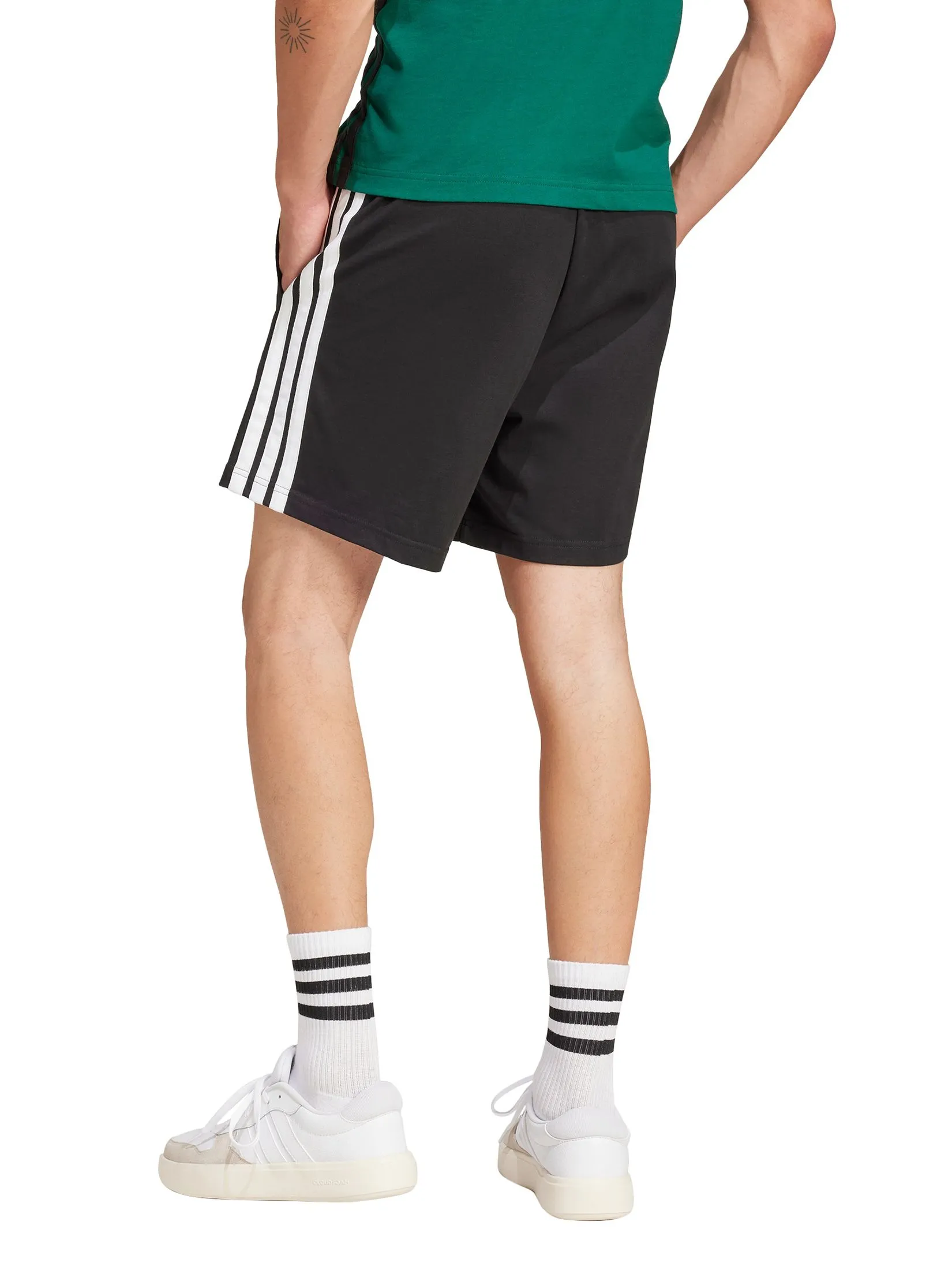 ADIDAS Men Shorts 7-Inch Essentials 3-Stripes Single Jersey Black