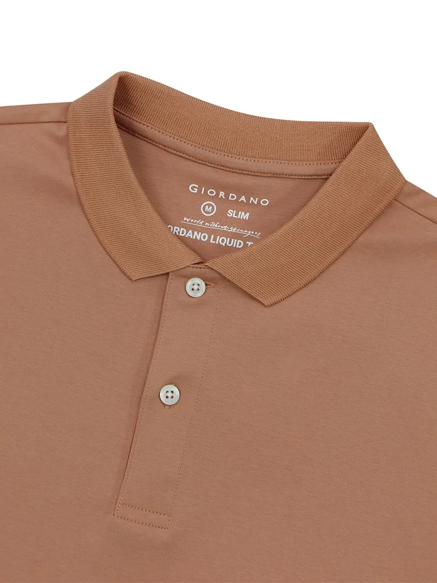 GIORDANO Men's Liquid Touch Polo Plum Purple Wistful Mauve Cork Brown