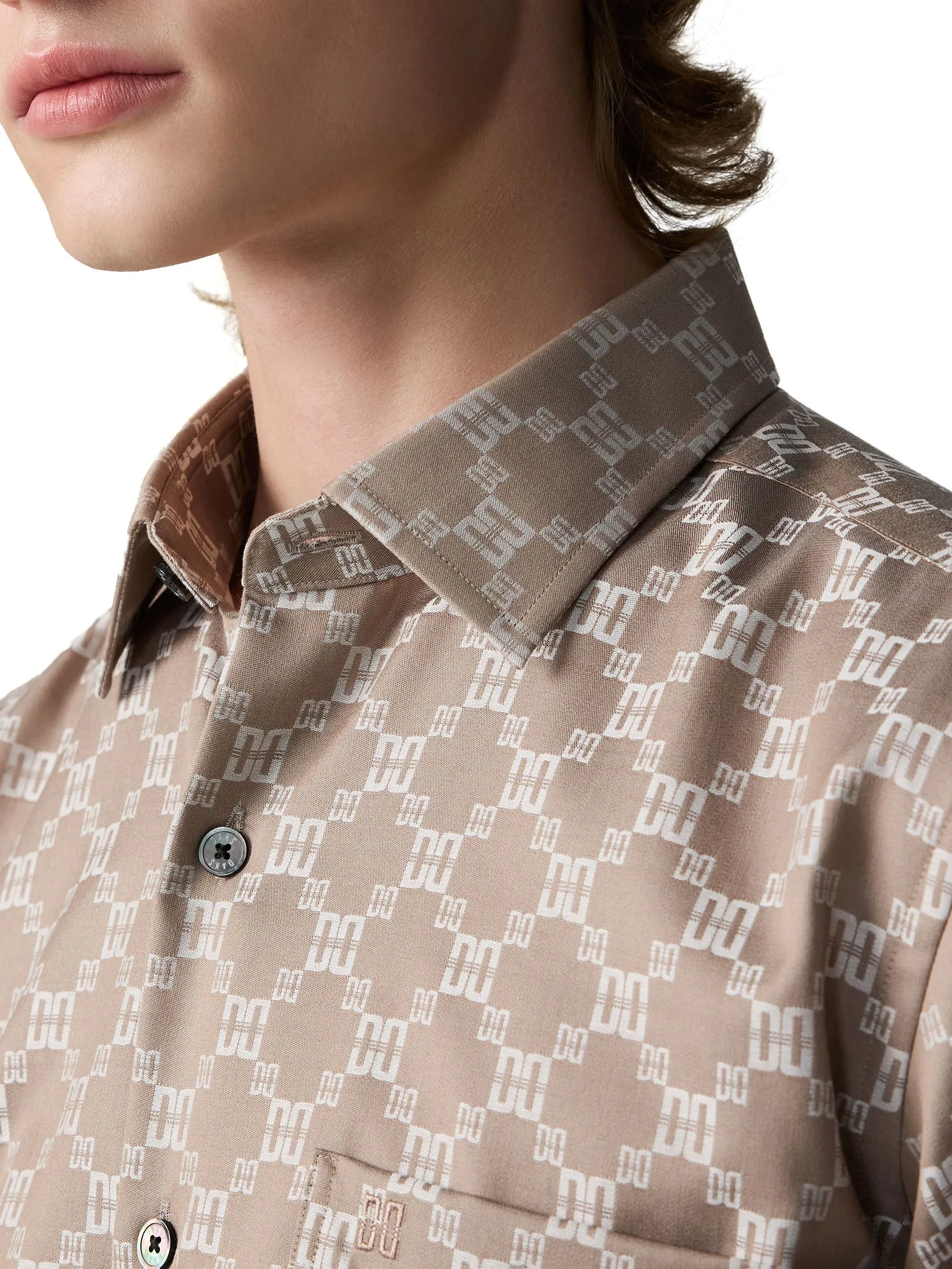 DAKS MEN Long Sleeve Shirt Smart Fit Khaki