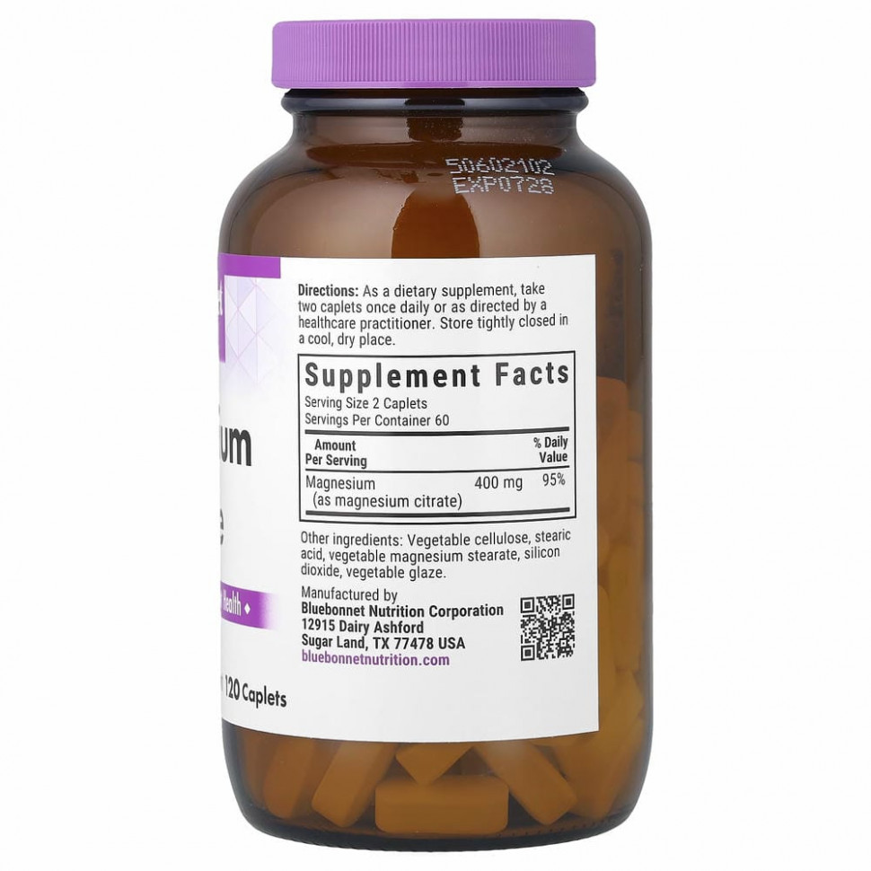 Bluebonnet Nutrition, Цитрат магния, 120 капсул