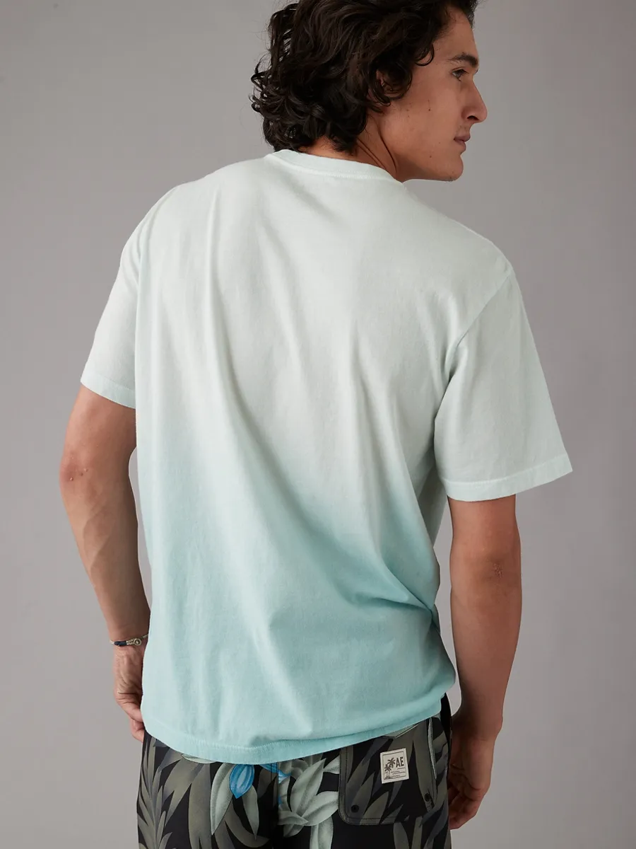 AMERICAN EAGLE MEN G SS MARLEY SET IN TEE- PC DYE + DIP + MAGIC WHITE TUMBLE 401 LIGHT BLUE