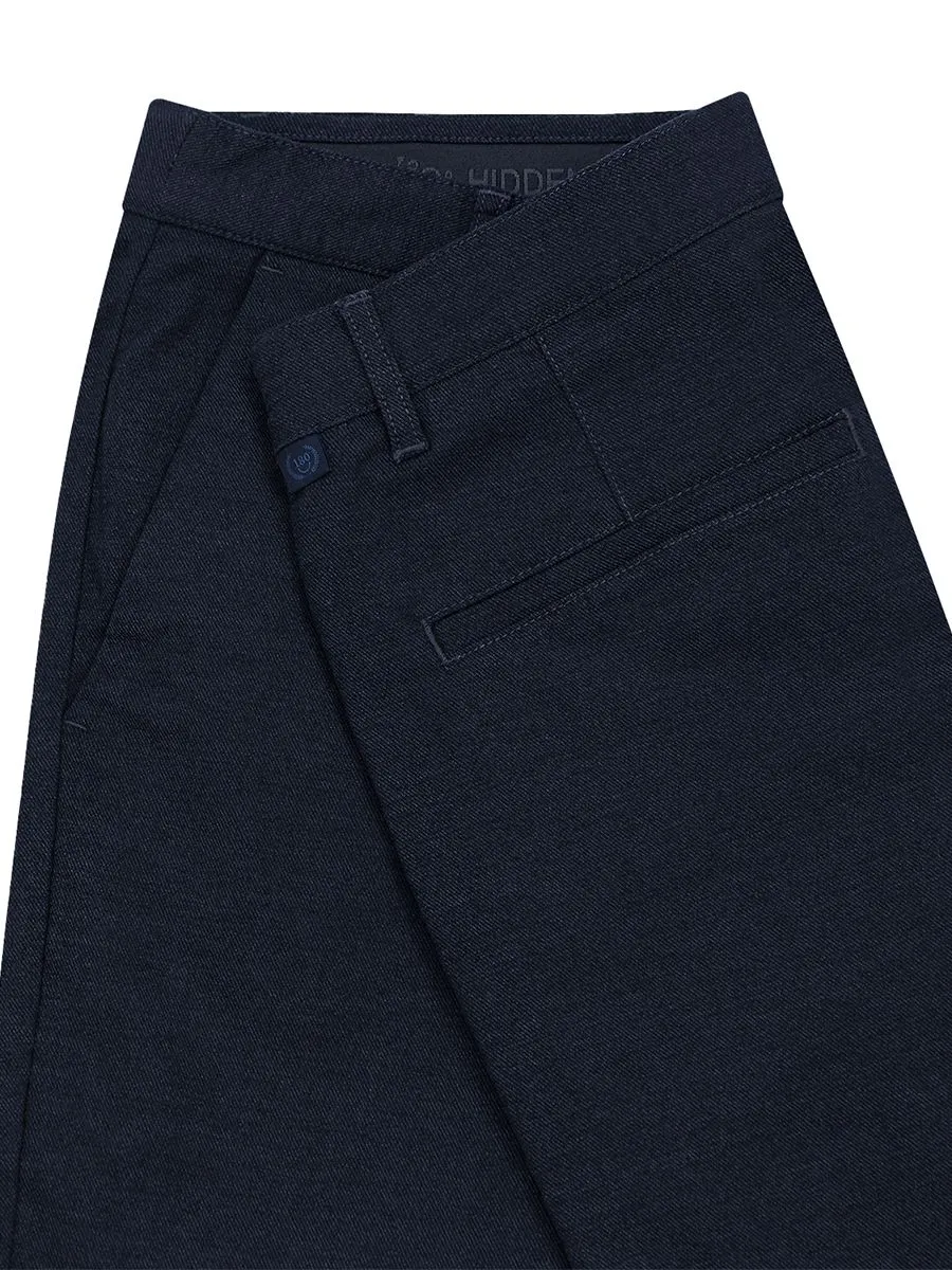 GIORDANO Men's Super Stretch Easy-Care Pants (180° Waistband) Dark Heather Blue