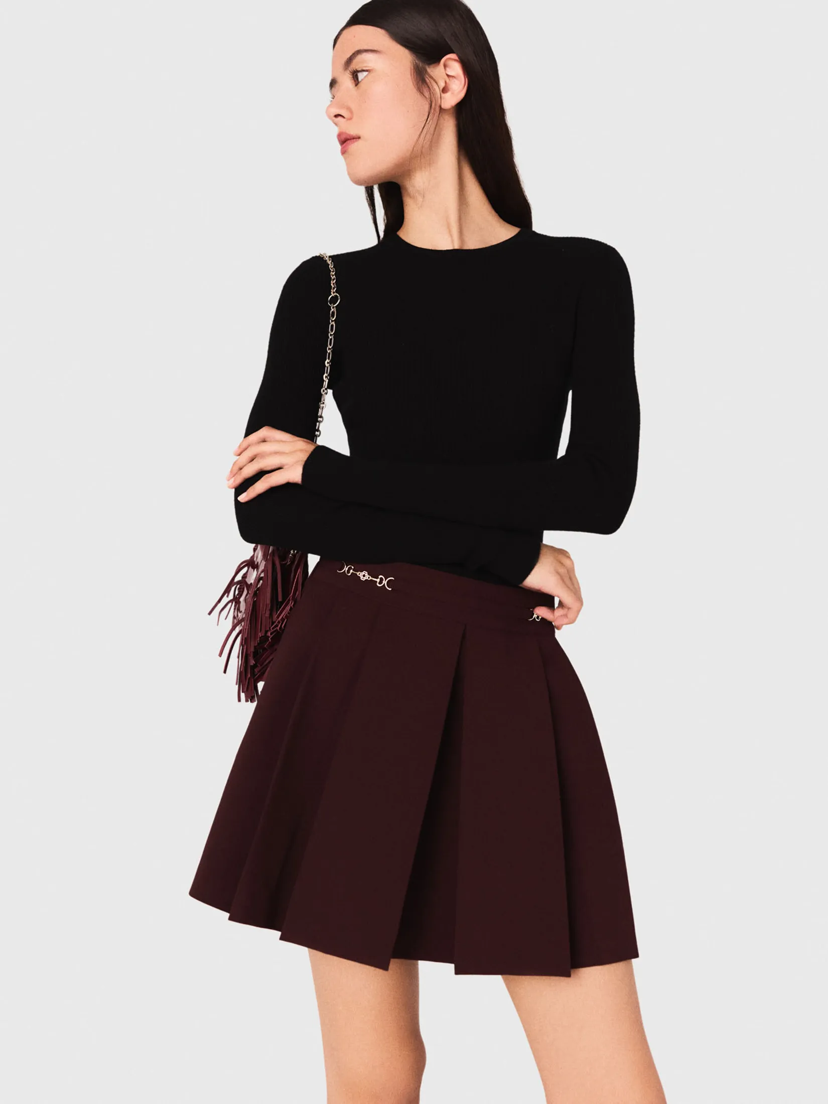 MAJE Women Short Skirt Pleated