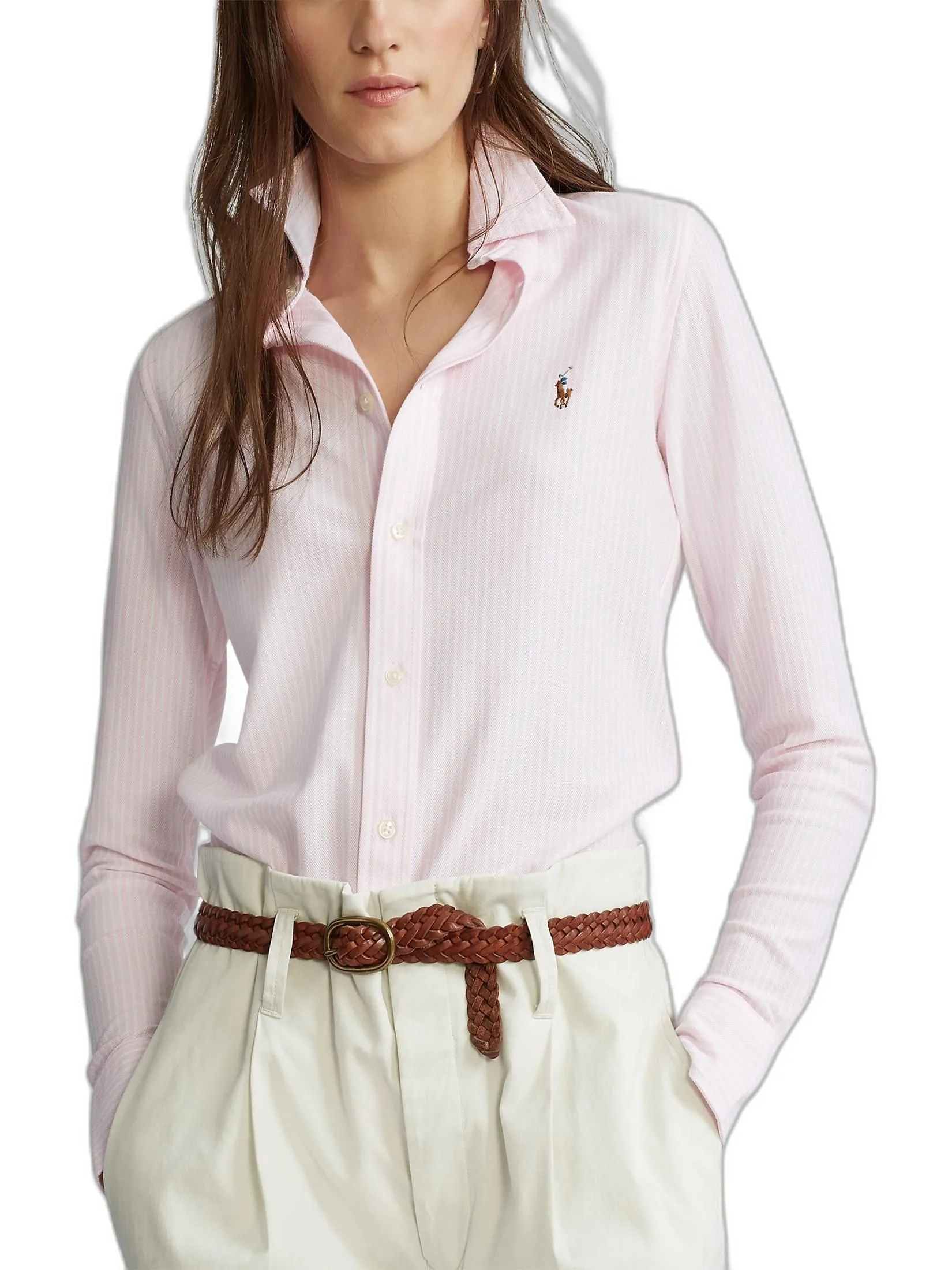 POLO RALPH LAUREN SHIRT-Striped Knit Oxford Shirt WMPOKNIN6820164 650 PINK