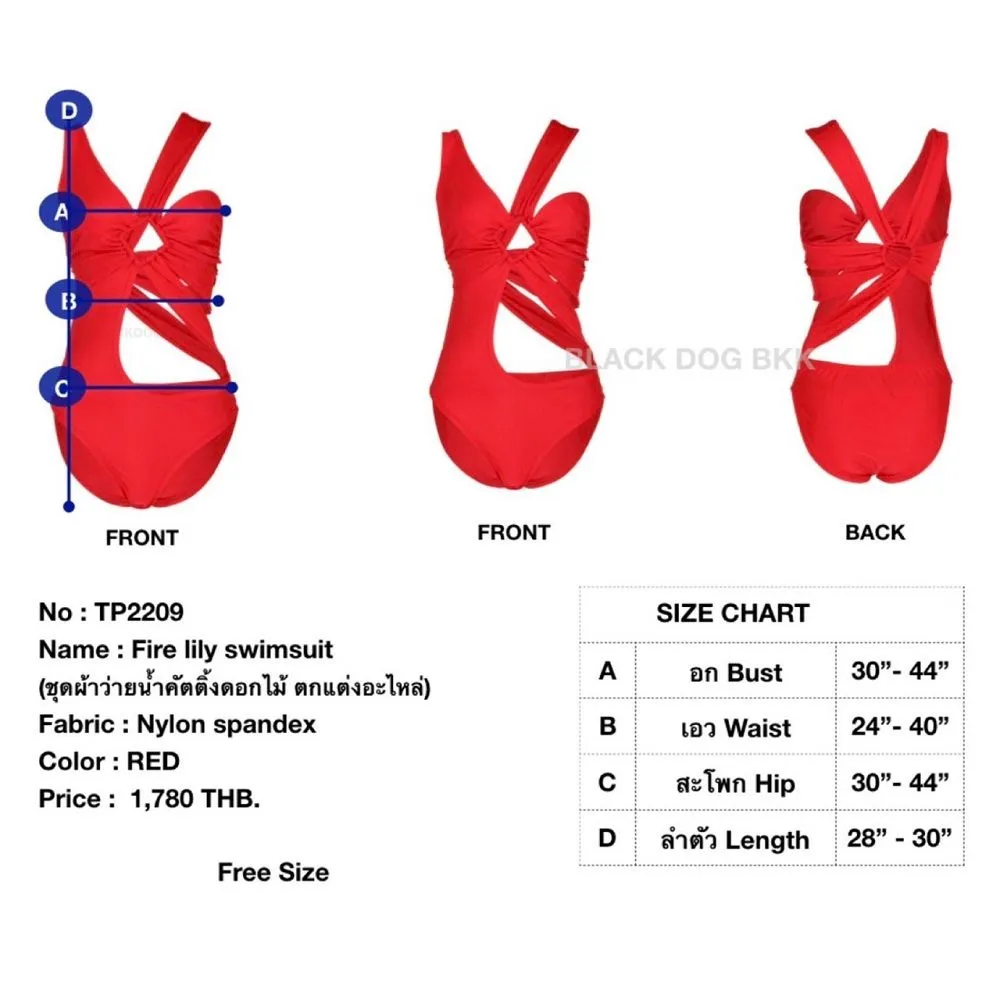 BLACKDOG BKK Fire Lily Swimsuit Red