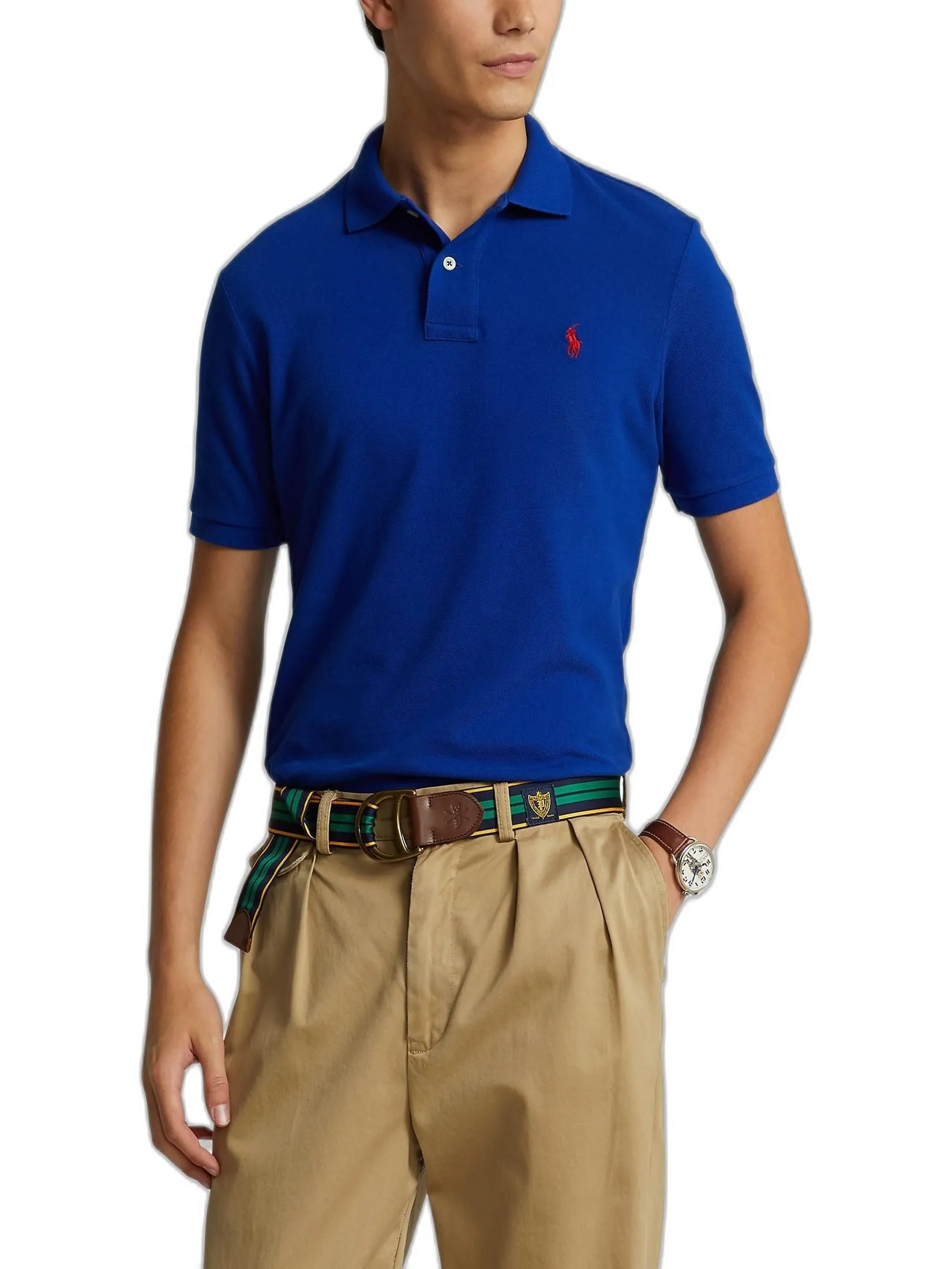 POLO RALPH LAUREN Polo Ralph Lauren POLO-Custom Slim Fit Mesh Polo Shirt MNPOKNI1N820346 400 BLUE