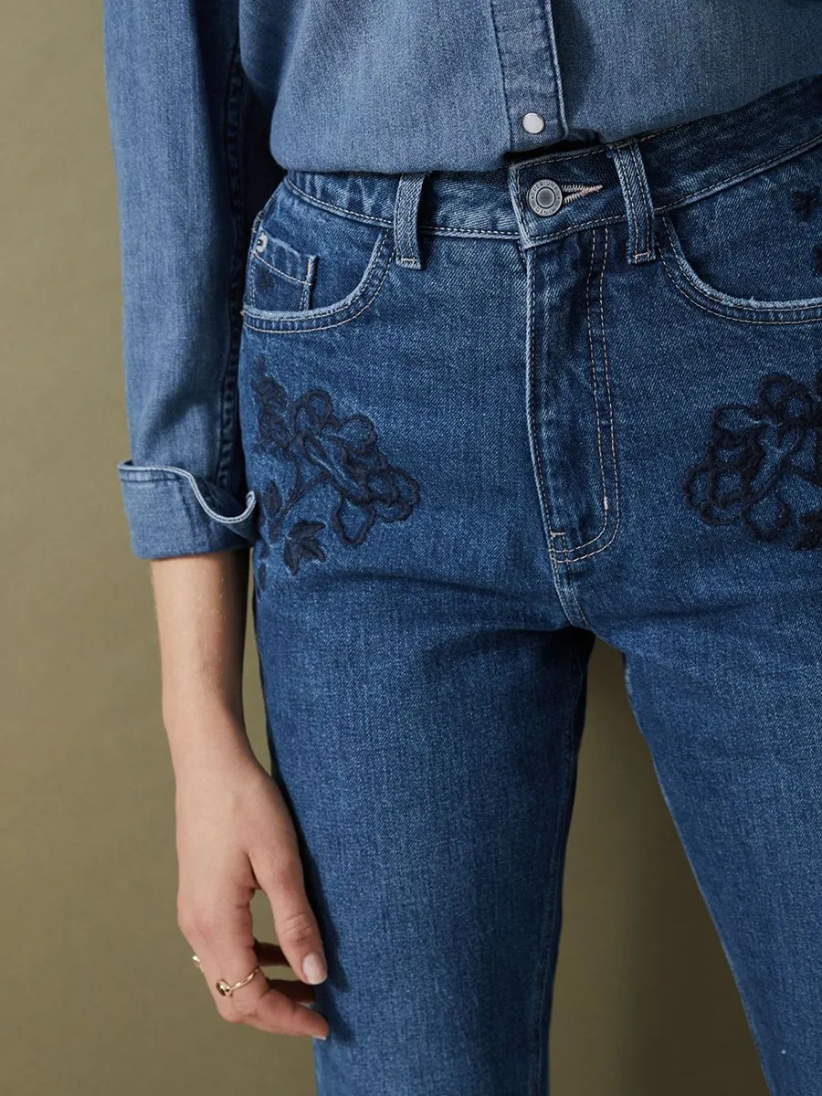 MARKS & SPENCER High Waisted Embroidered Straight Leg Jeans T537375UQQ