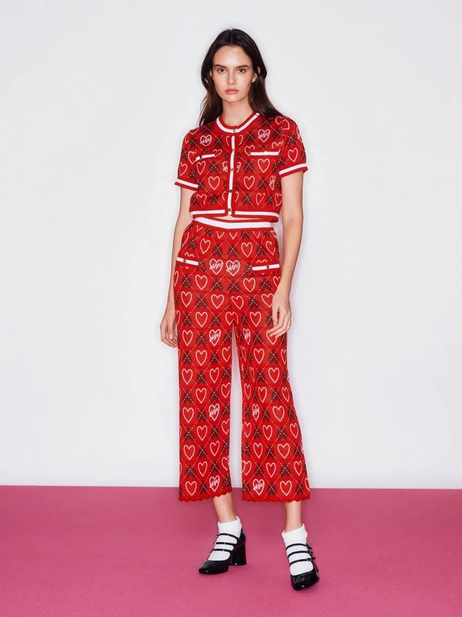 ASV (RS24) Asv Sweetheart Women Knitted Pants Red Size - L