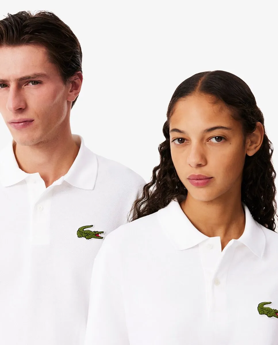 LACOSTE Loose Fit L.12.12 Piqu  Badge Polo Shirt White