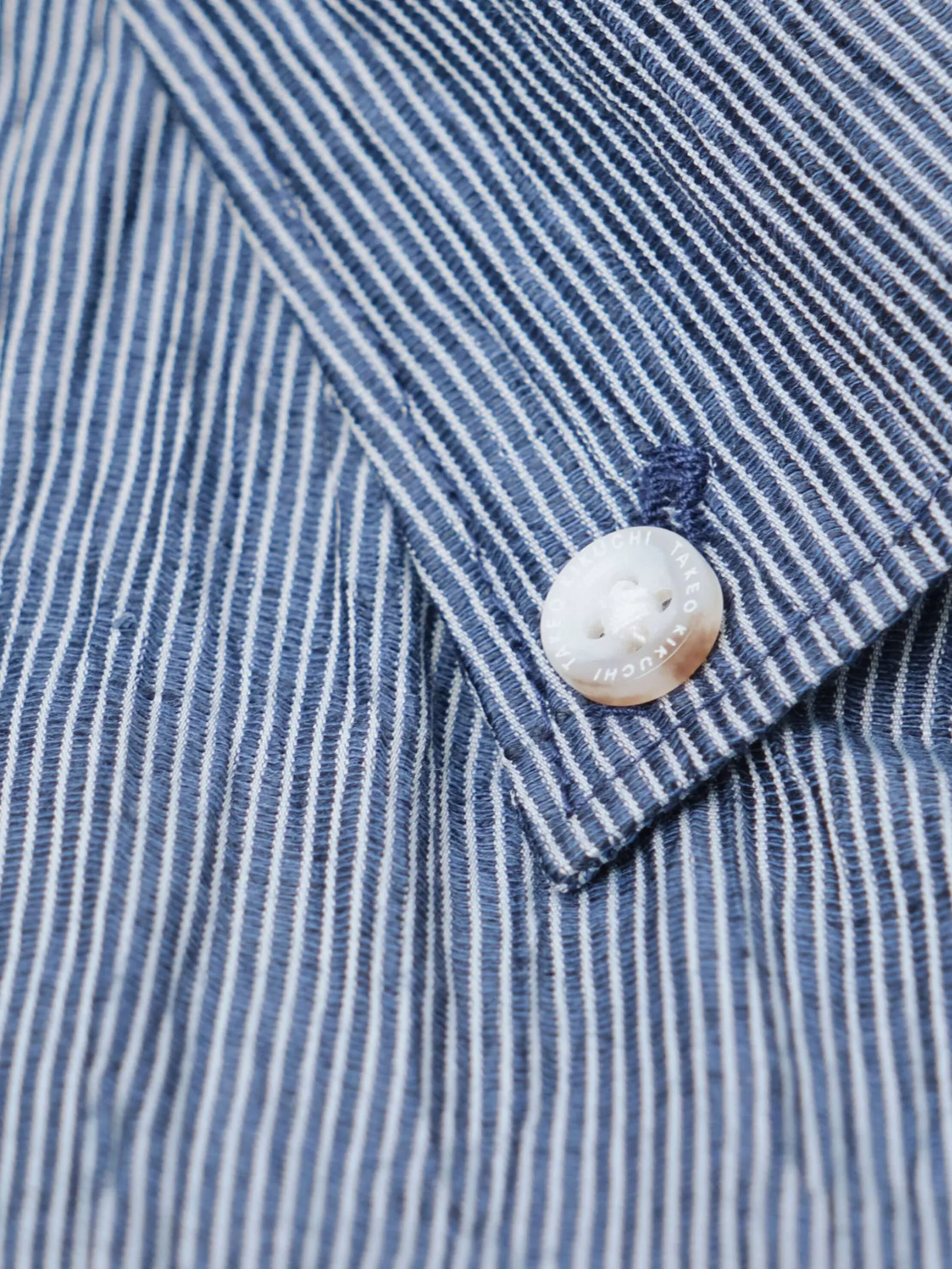 TAKEO KIKUCHI MEN NAVY STRIPE TEXTURED STRIPE CHECK OVERSIZED SHIRT