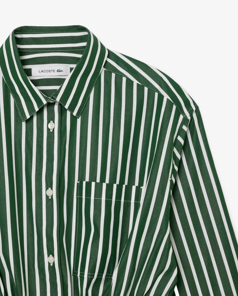LACOSTE Relaxed Fit Poplin Shirt Dress Green