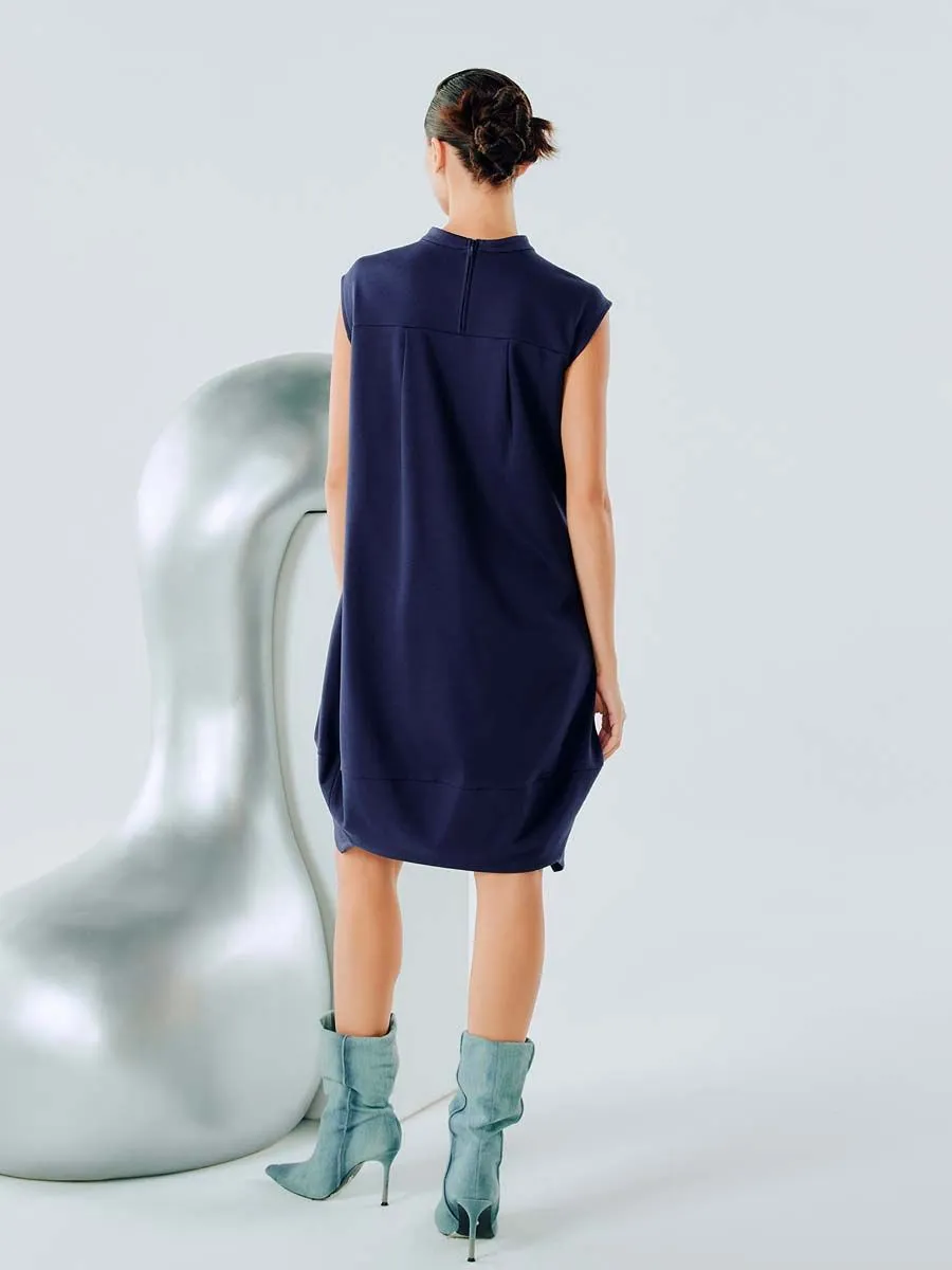 SHAKA Woman Dress Midi Chain Stitch Bollon Navy