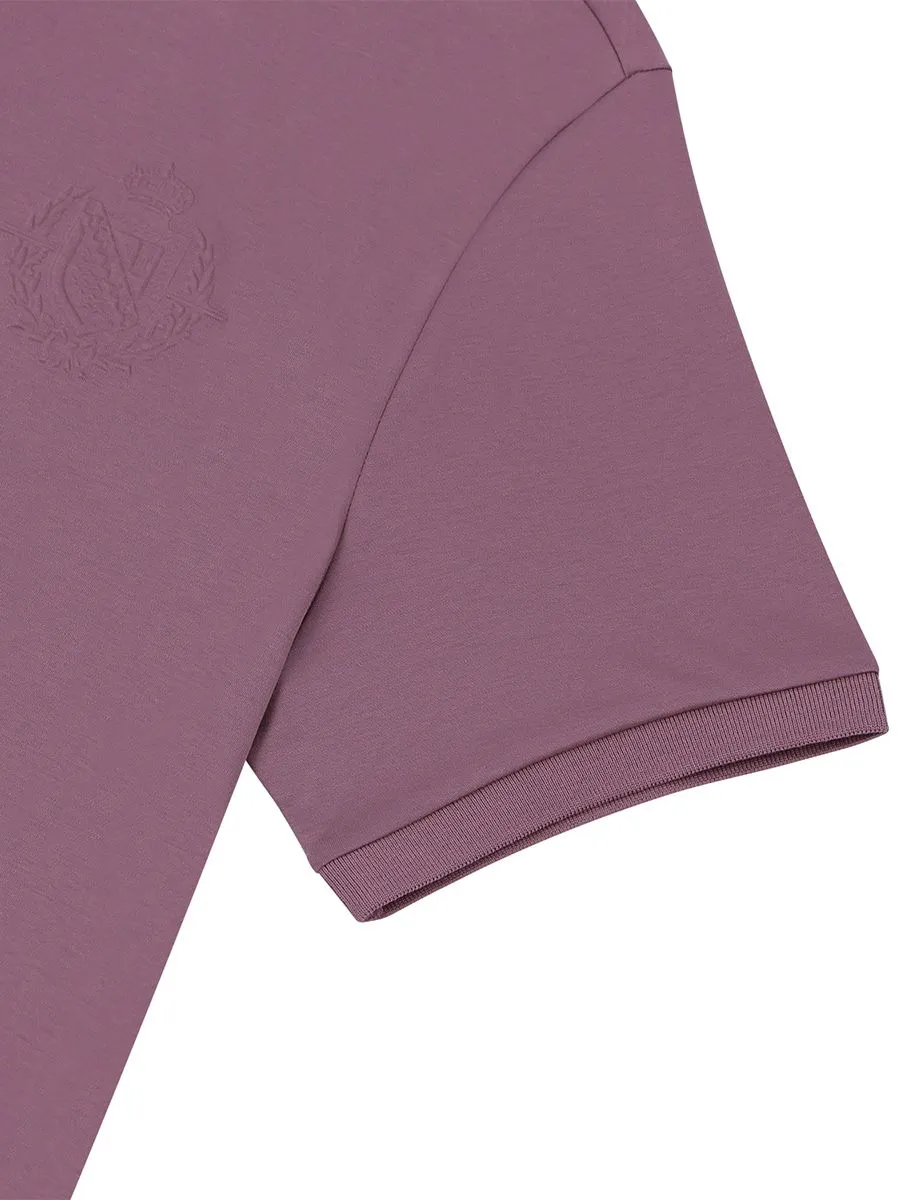 GIORDANO Men's Slim Fit Embroidery Bold Polo (Liquid Touch) Wistful mauve purple