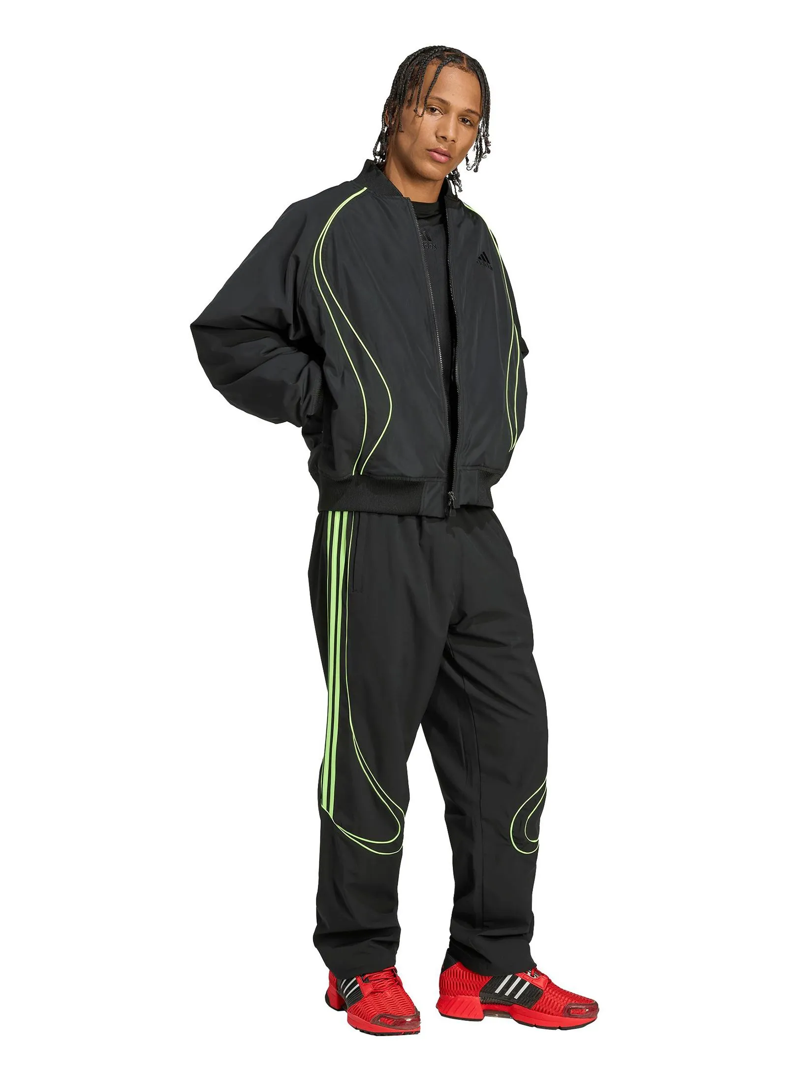 ADIDAS Men Jacket Teamgeist Padded JX4082 Black / Signal Green