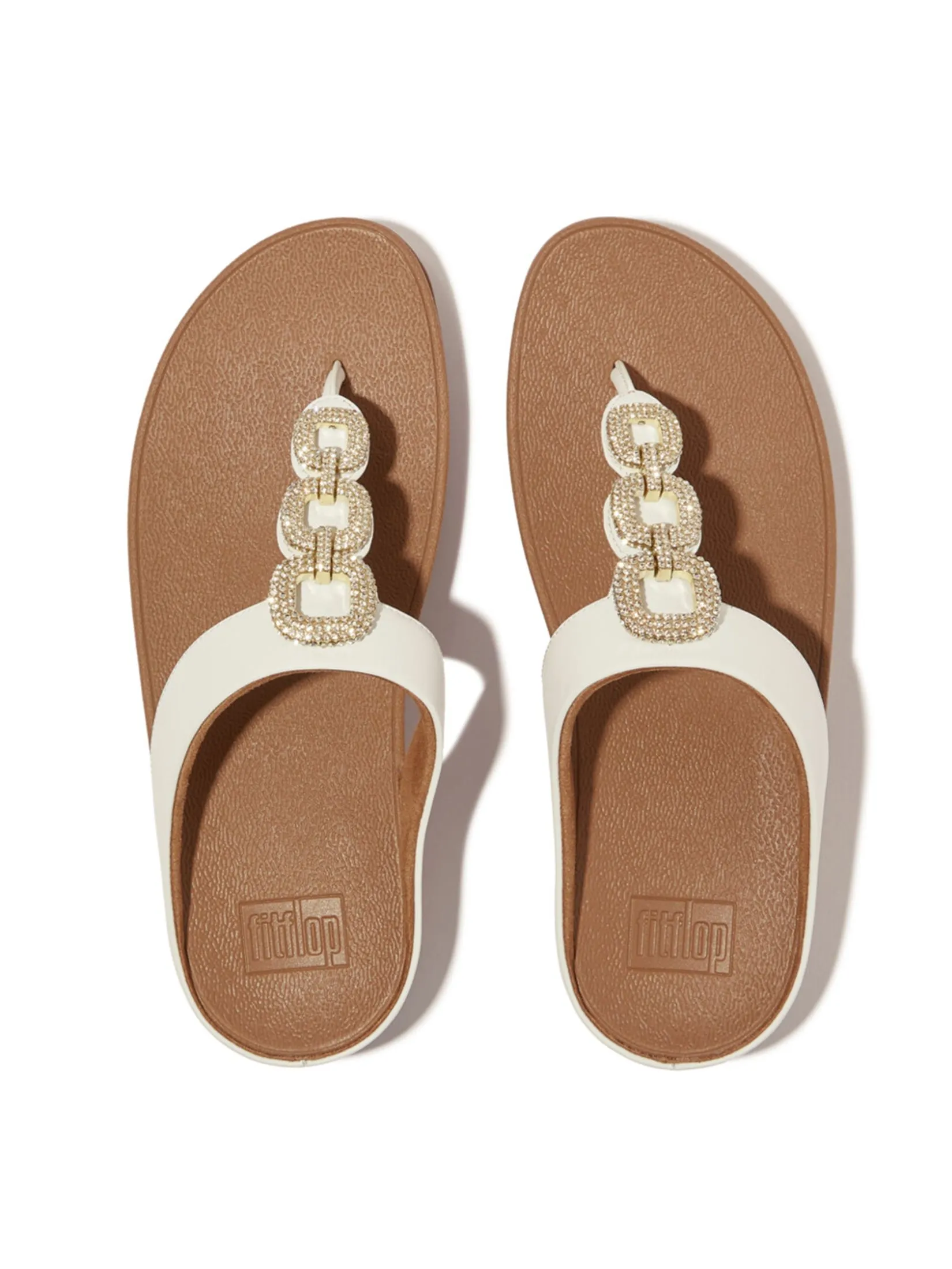 FitFlop™ WOMEN'S FINO CRYSTAL-CHAIN LEATHER WHITE