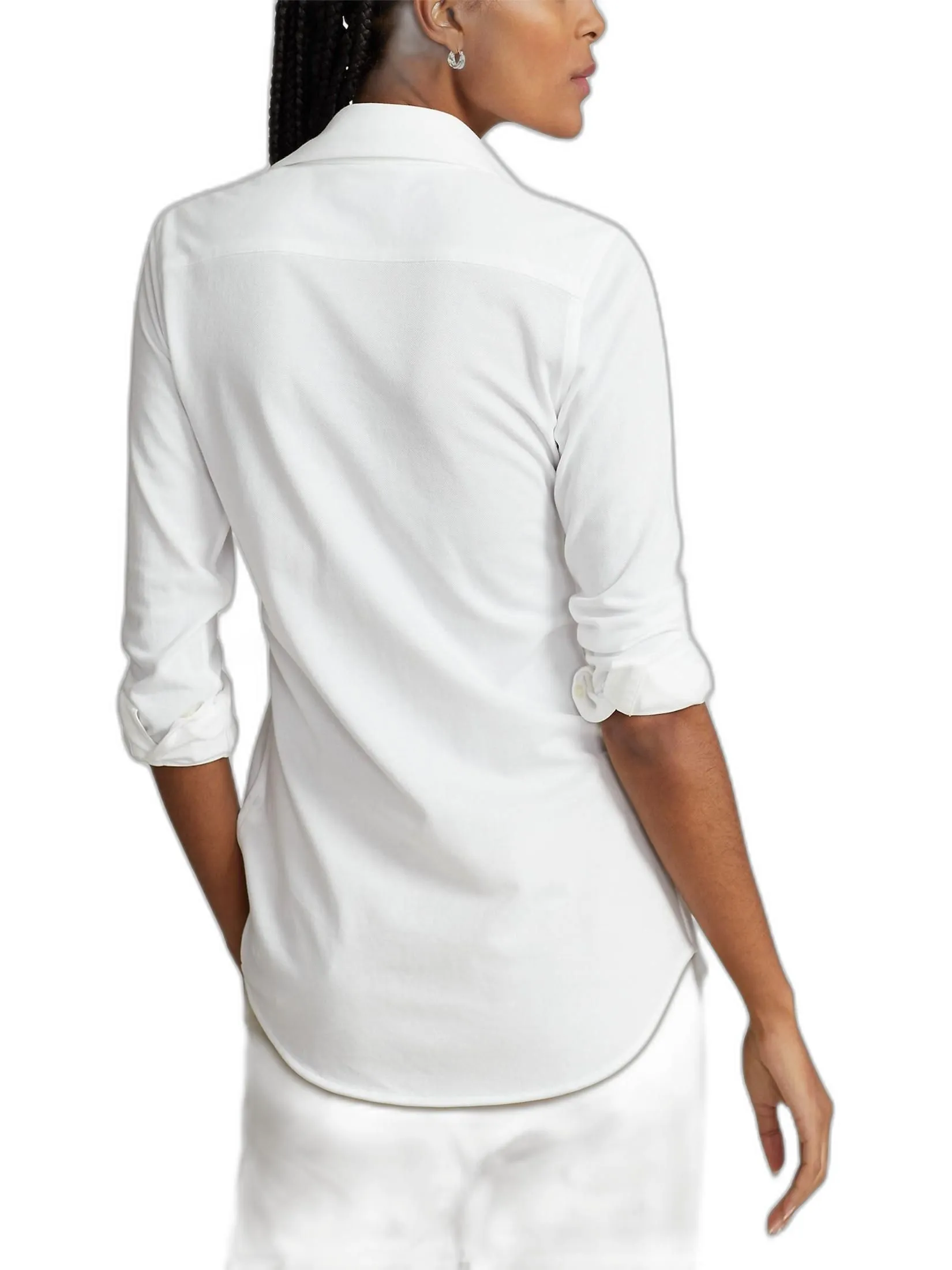 POLO RALPH LAUREN SHIRT-Knit Cotton Oxford Shirt WMPOKNIN6820170 100 WHITE